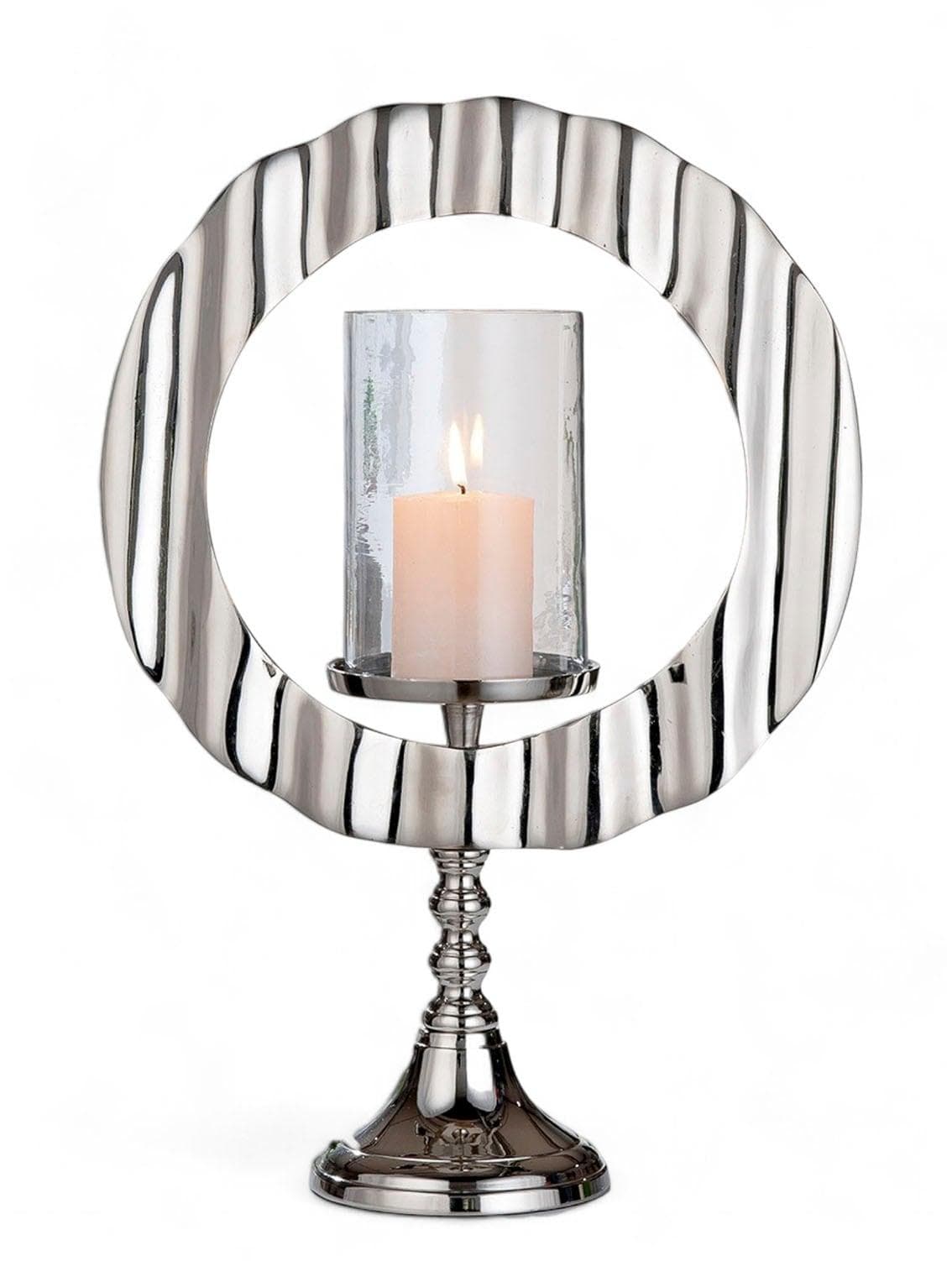 CASABLANCA BY GILDE Kerzenleuchter Circulus Silber Aluminium Windlicht