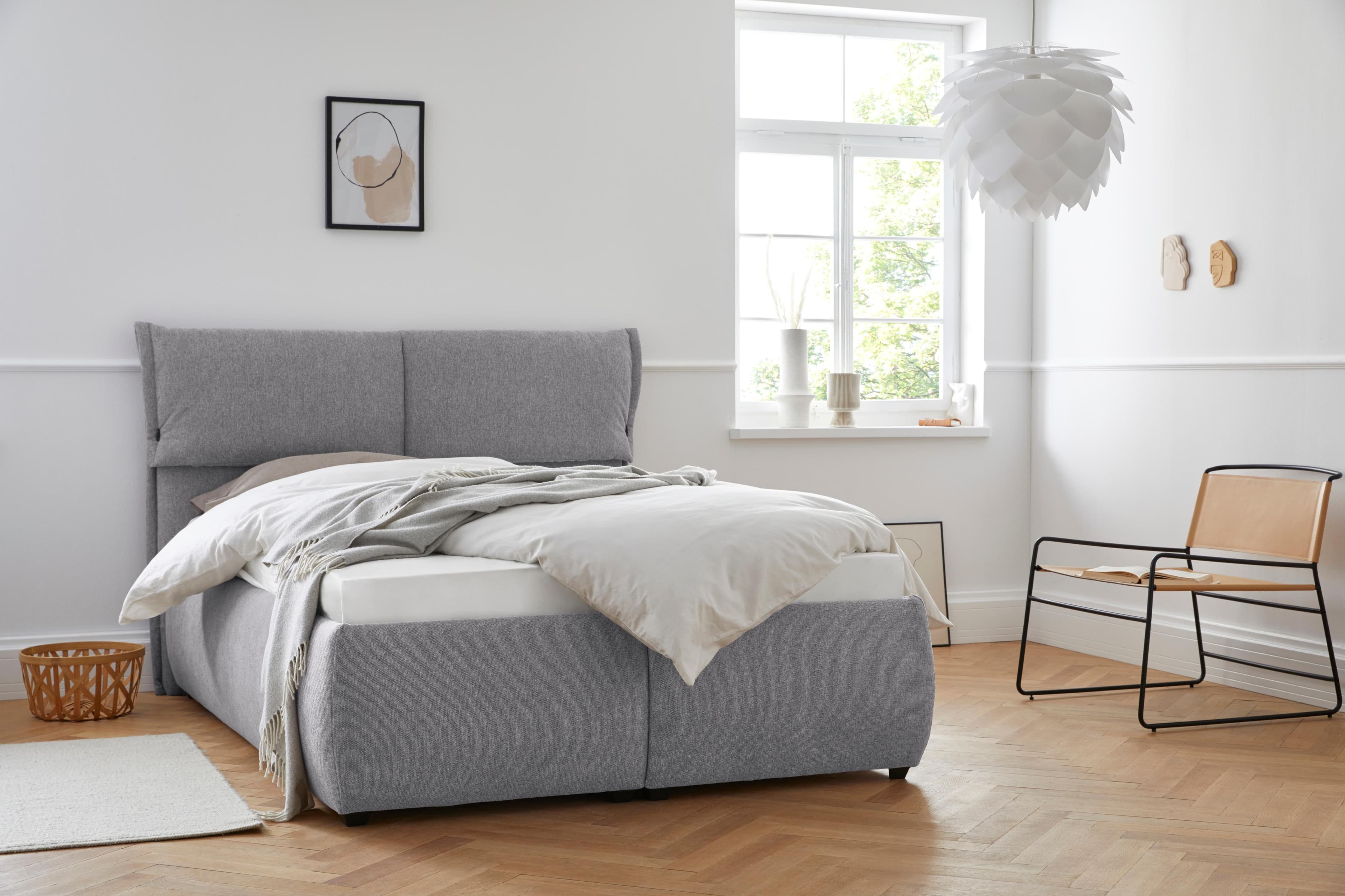 HOME AFFAIRE Polsterbett Jenson Grau mit Bettkasten