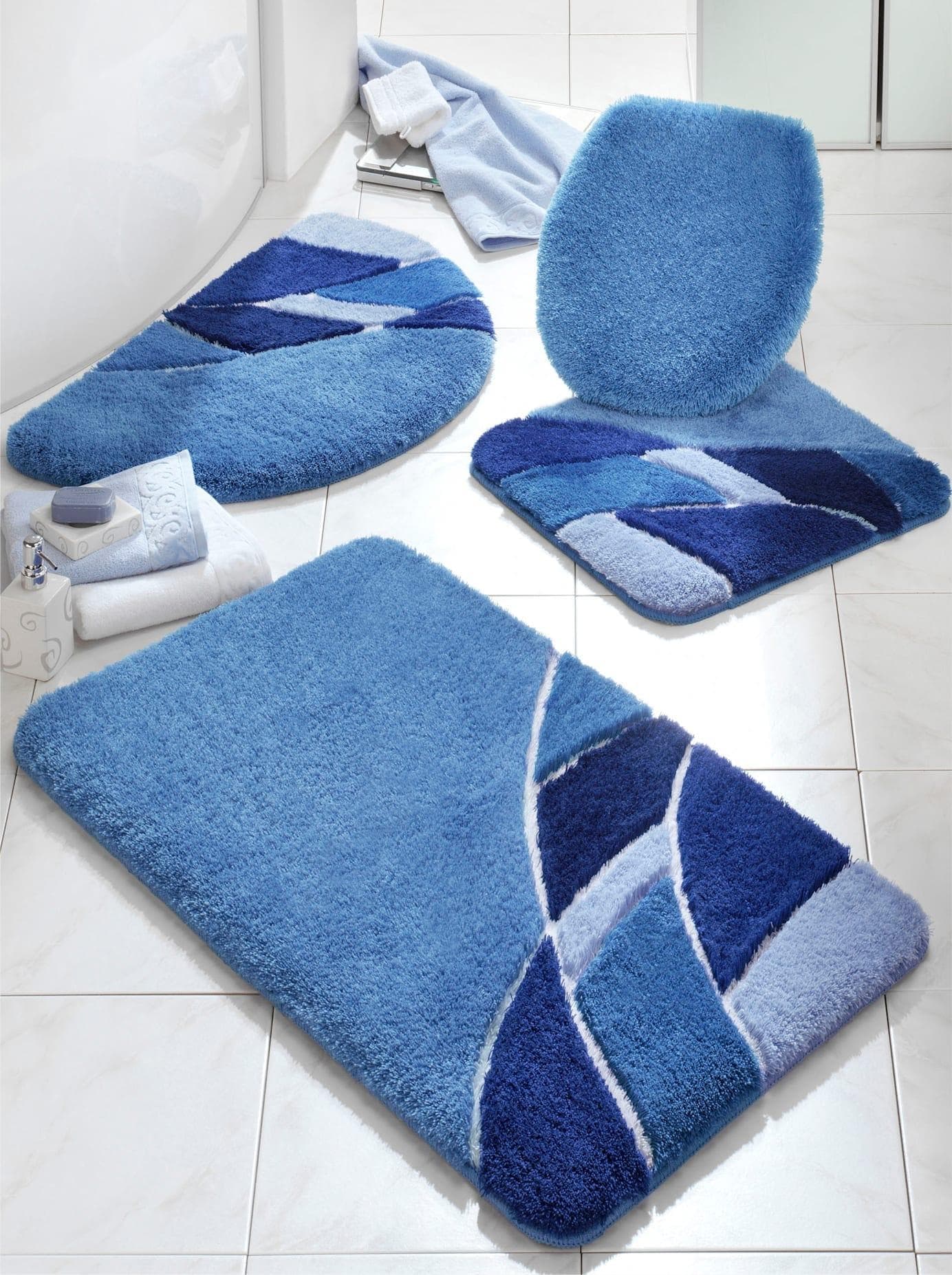 Badematte HAGEMANN Gr. 5 Blau Mosaik-Dessin