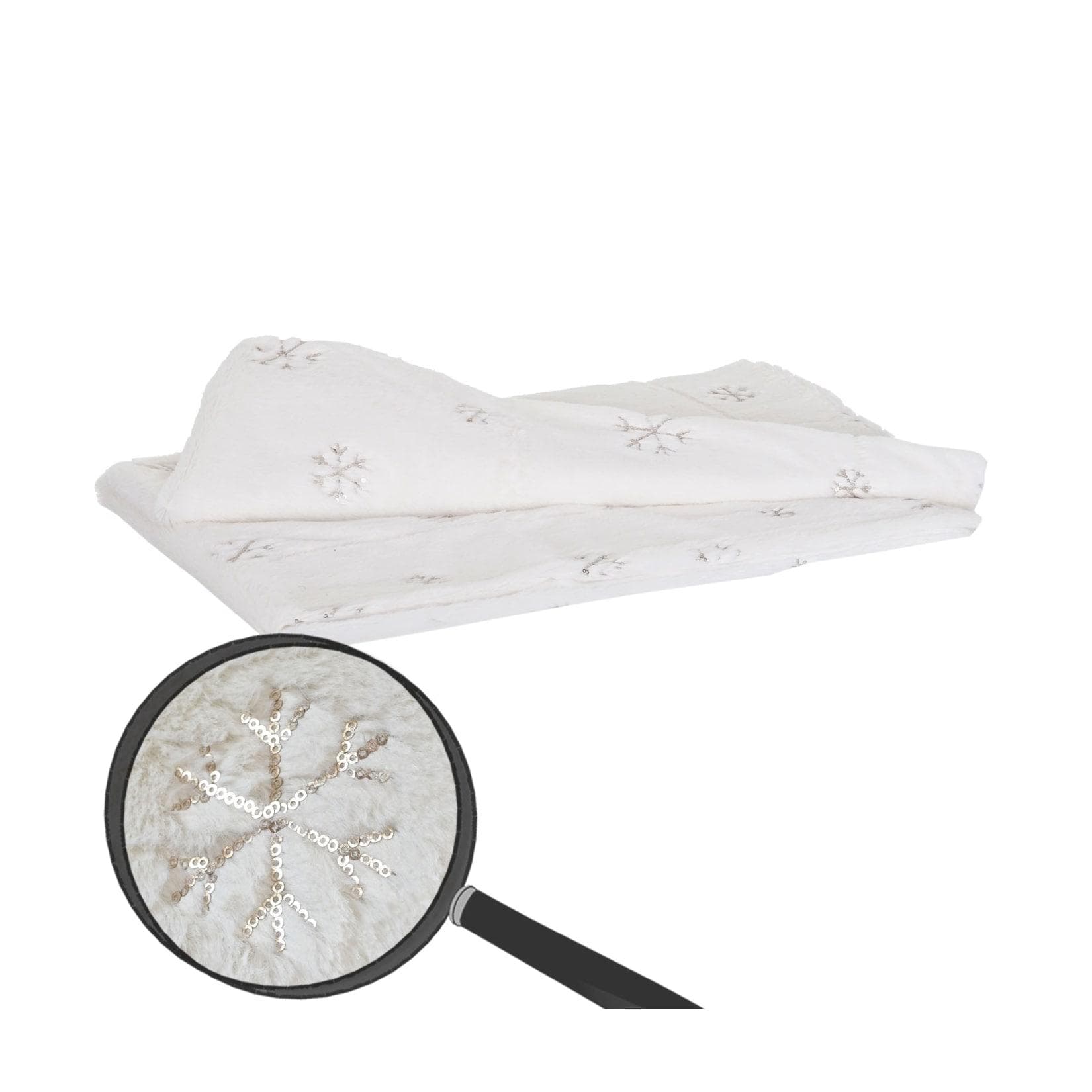 MCW Kuscheldecke Schnee Tagesdecke Wohndecke Sofadecke Flauschig Weiß Pailletten