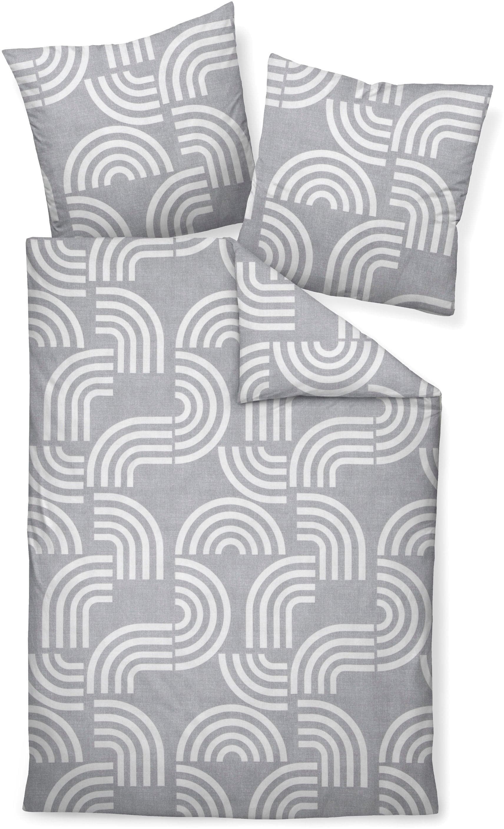 Janine Bettwäsche DAVOS65157 Silber Baumwolle