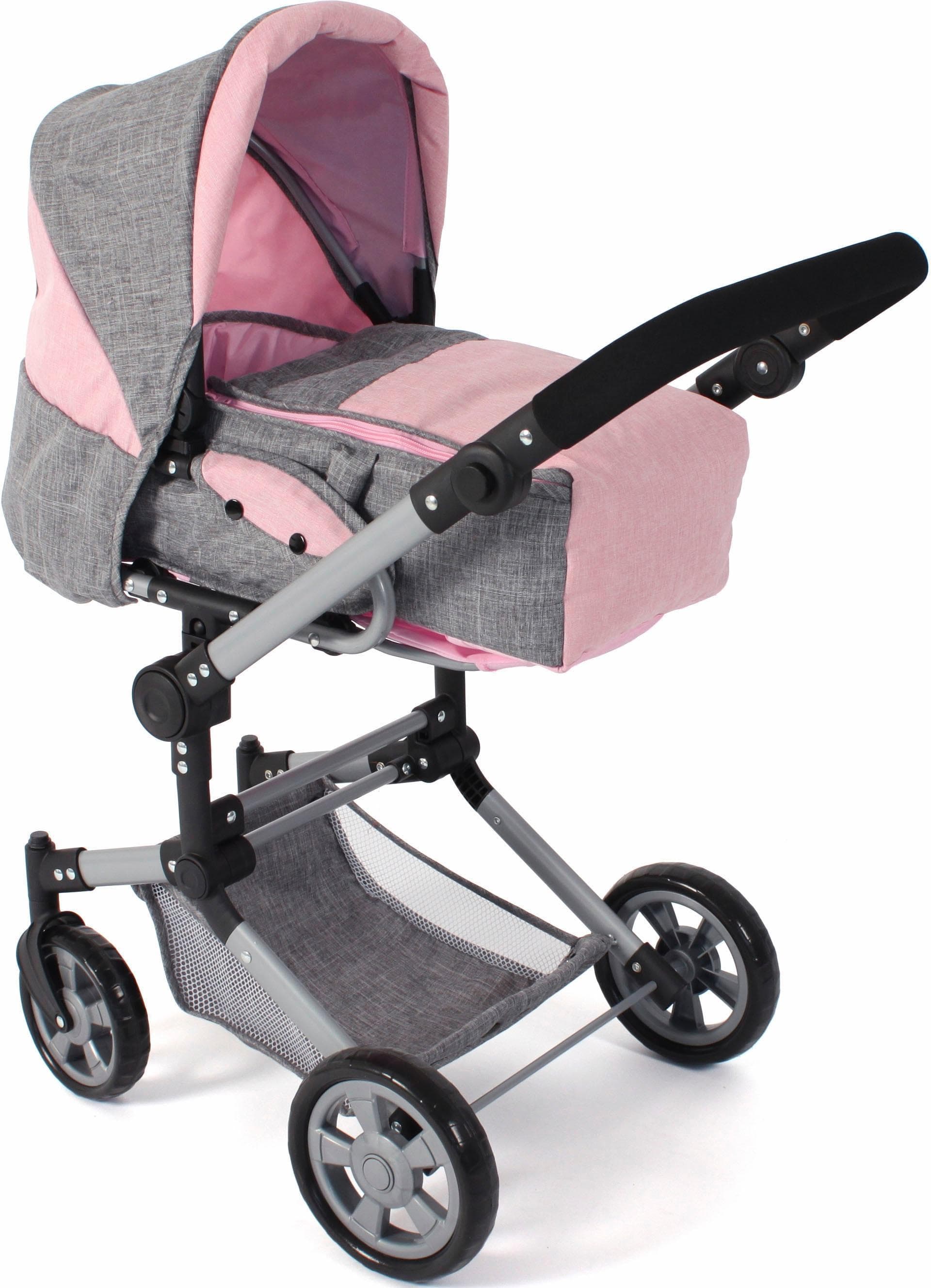 CHIC2000 Kombi-Puppenwagen Jara Melange Rosa zusammenklappbar