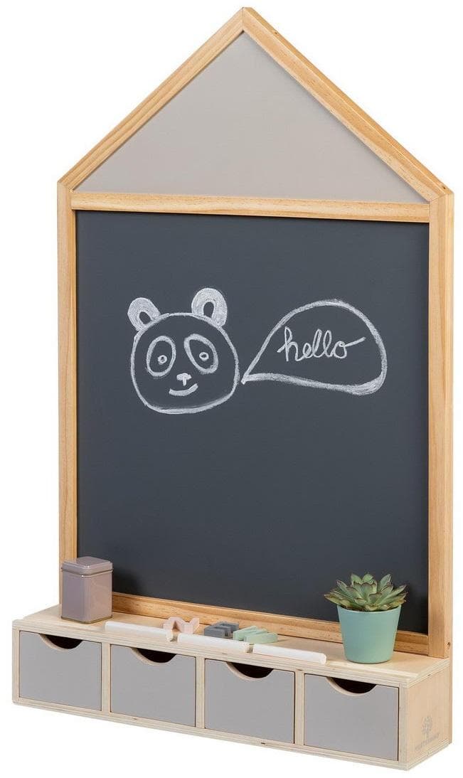 MUSTERKIND® Wandtafel Juncus Natur/Warmgrau Kreidetafel