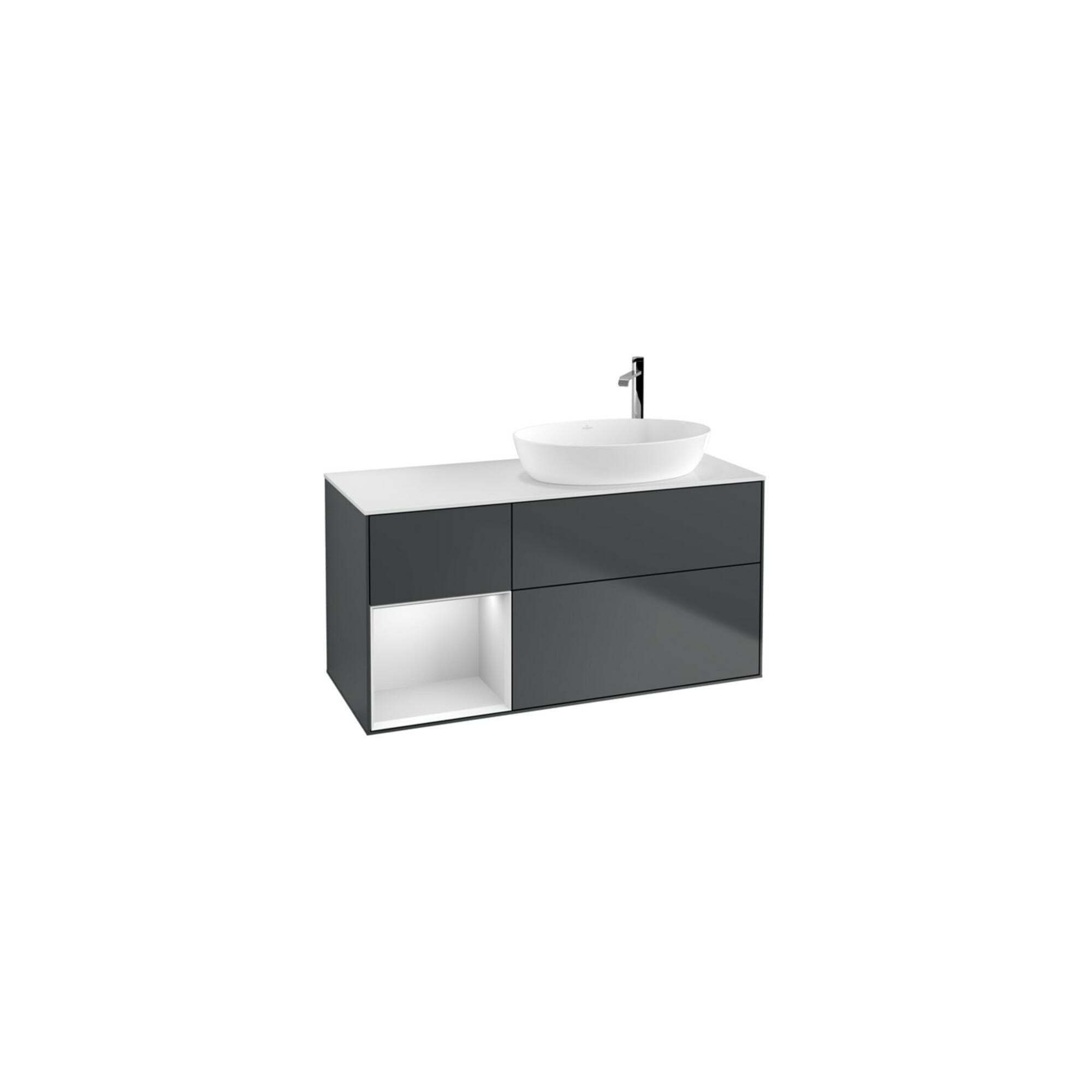 Villeroy und Boch Finion Waschtischunterschrank 120cm Weiß Blau LED-Beleuchtung