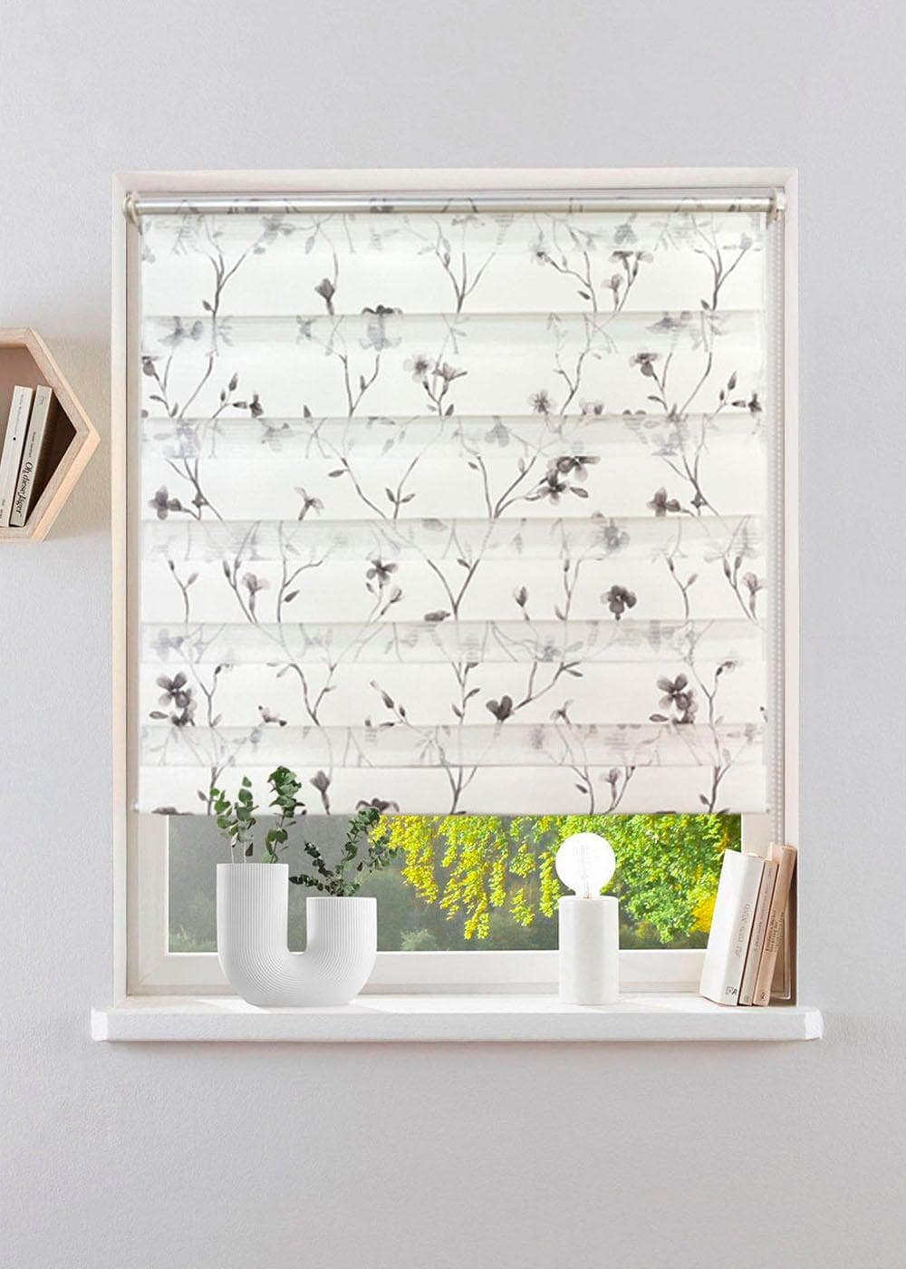 Doppelrollo MINNA my home Florales Design Grau