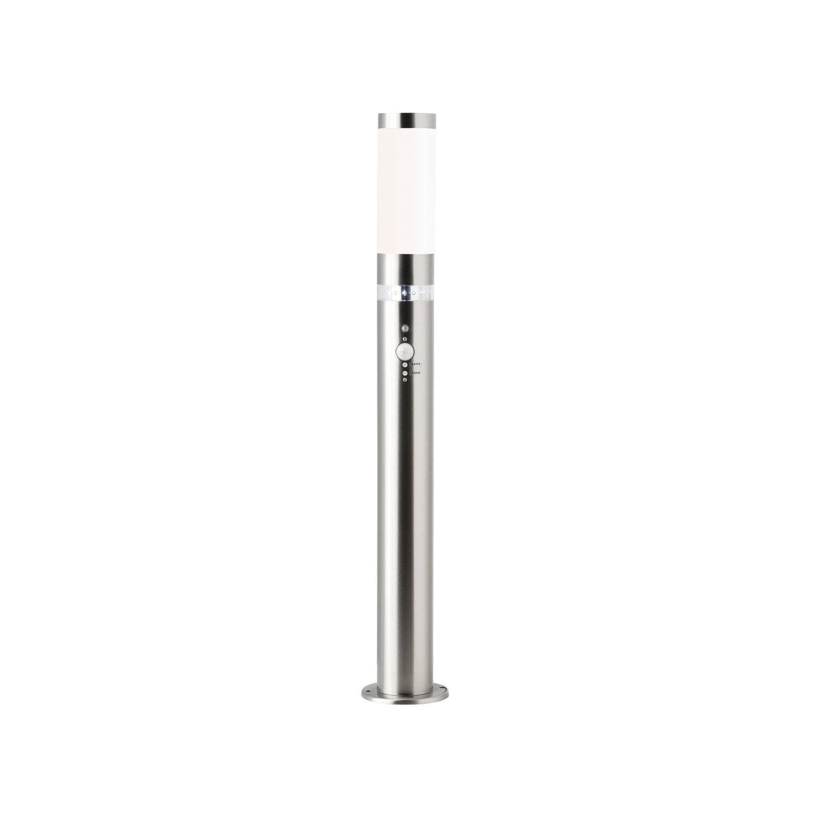 BRILLIANT Außen-Stehlampe Bole Edelstahl Silber mit Bewegungsmelder