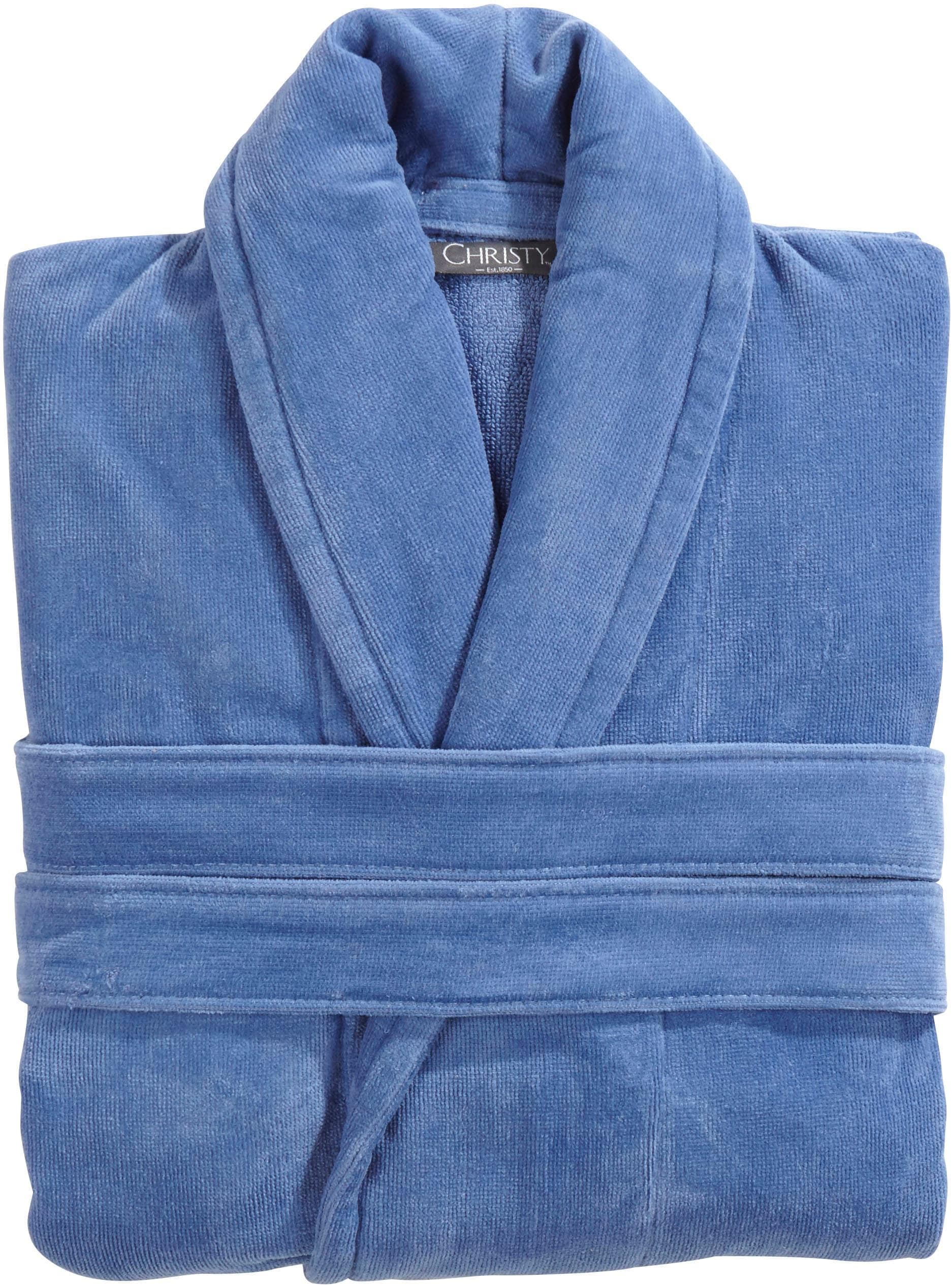Christy Supreme Bademantel blau 100% Baumwolle Langform