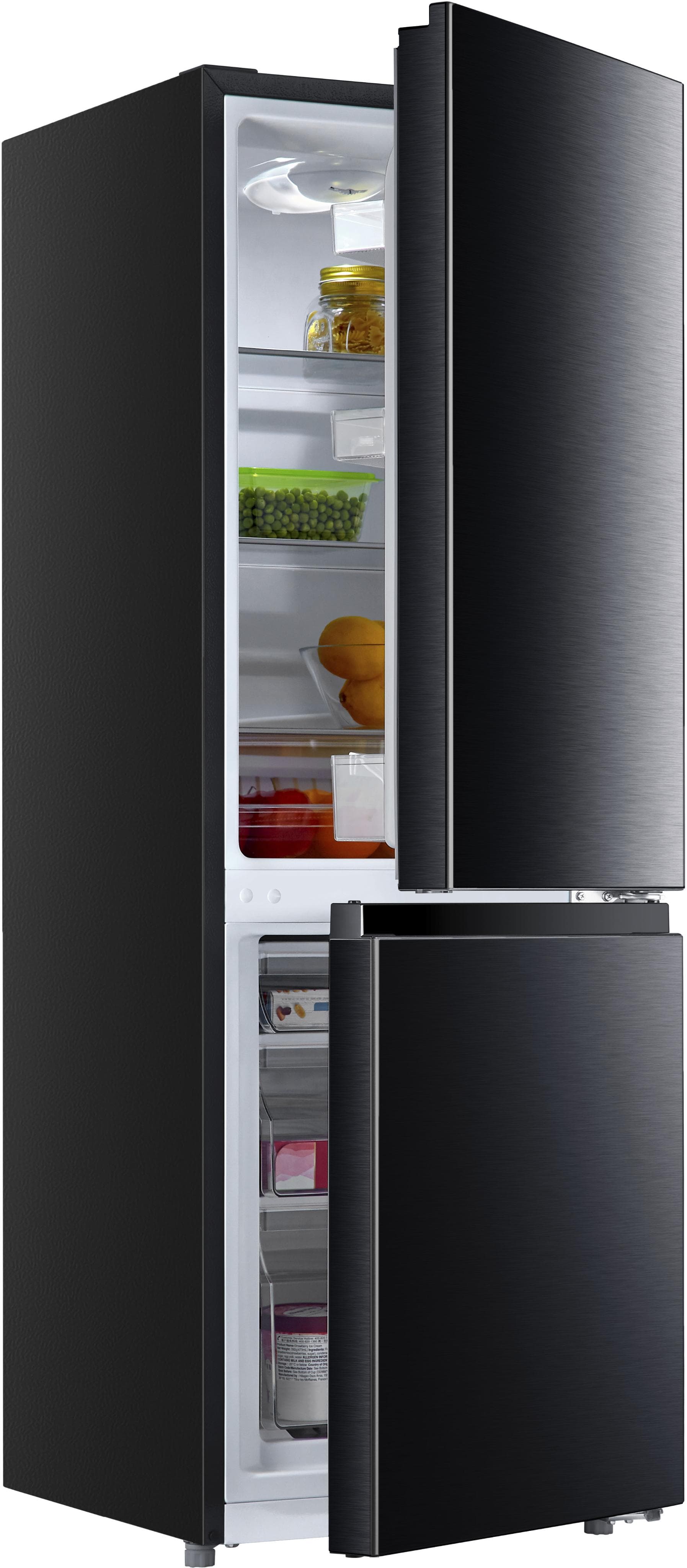 HANSEATIC Kühl-/Gefrierkombination HKGK14349B Schwarz Edelstahl