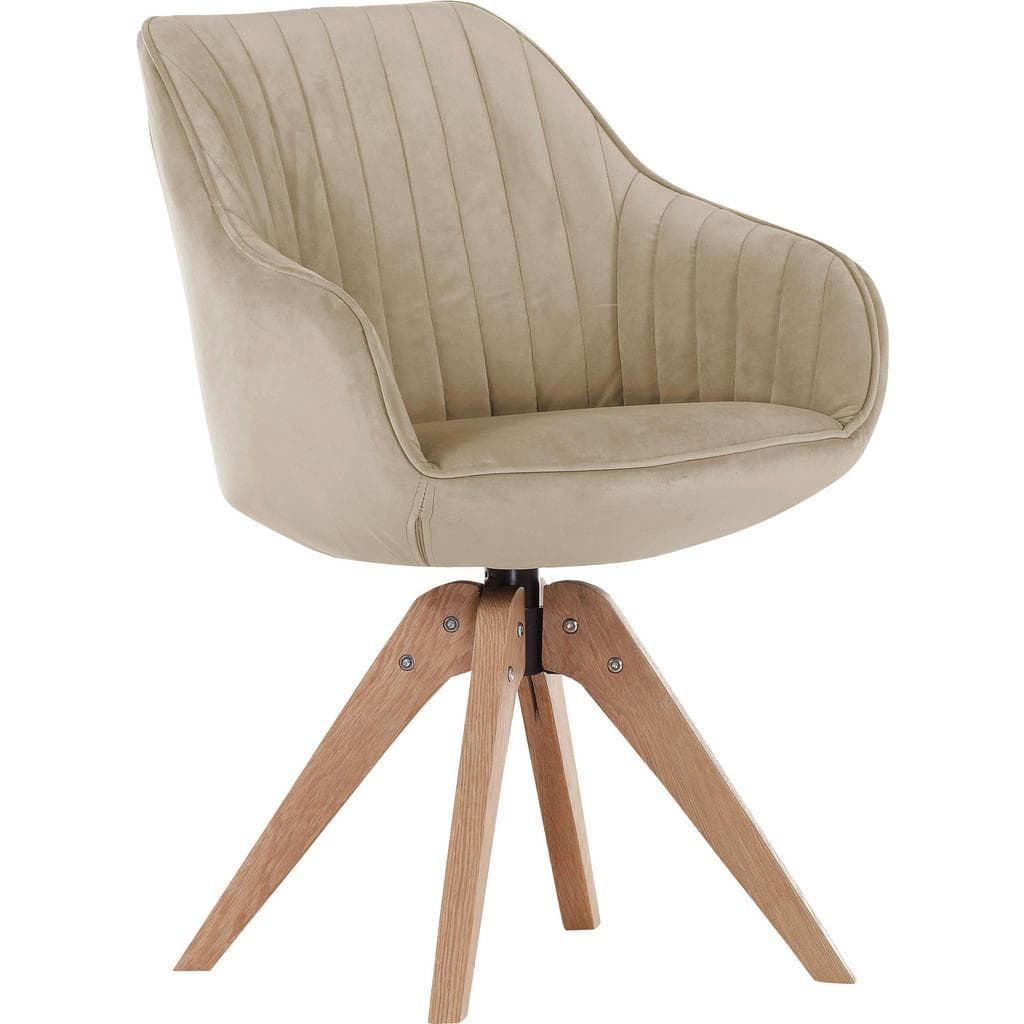 Livetastic Armlehnstuhl Beige Eiche Massiv Esszimmerstuhl