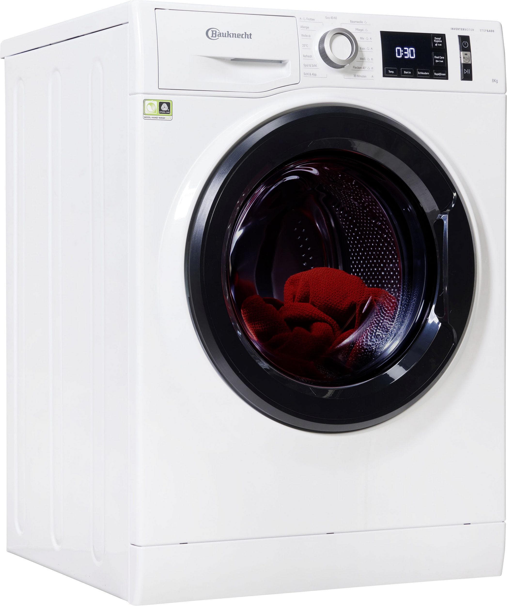 BAUKNECHT Waschmaschine 8 kg Frontlader Weiß