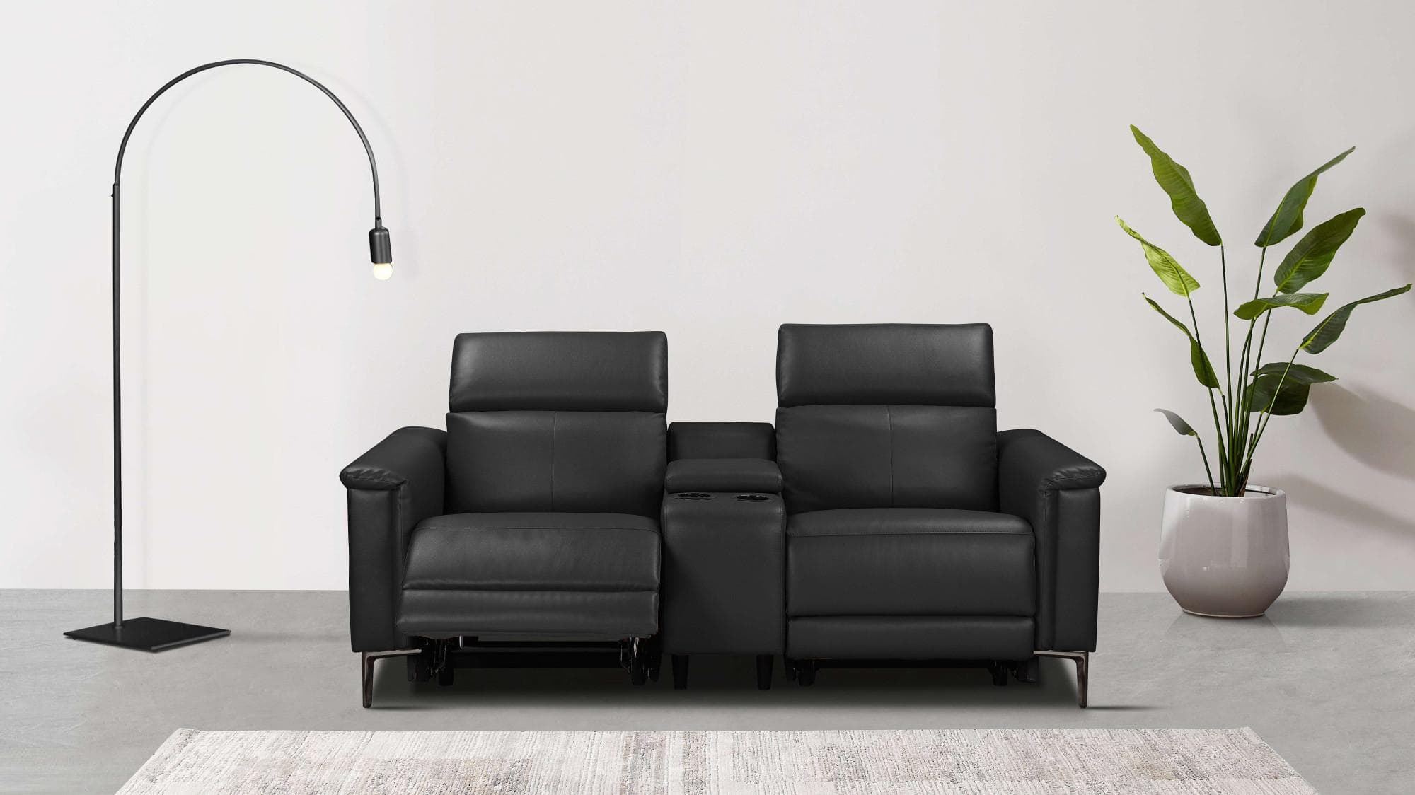 OTTO HOME LUND 2-Sitzer Kinosofa Schwarz Relaxfunktion Kunstleder
