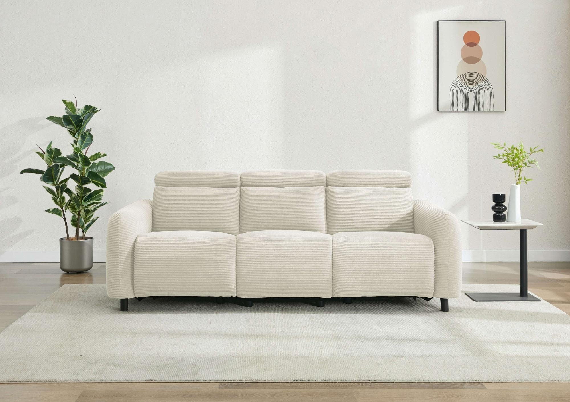 OTTO HOME SKAANE Cord-Sofa 3-Sitzer Beige mit Relaxfunktion