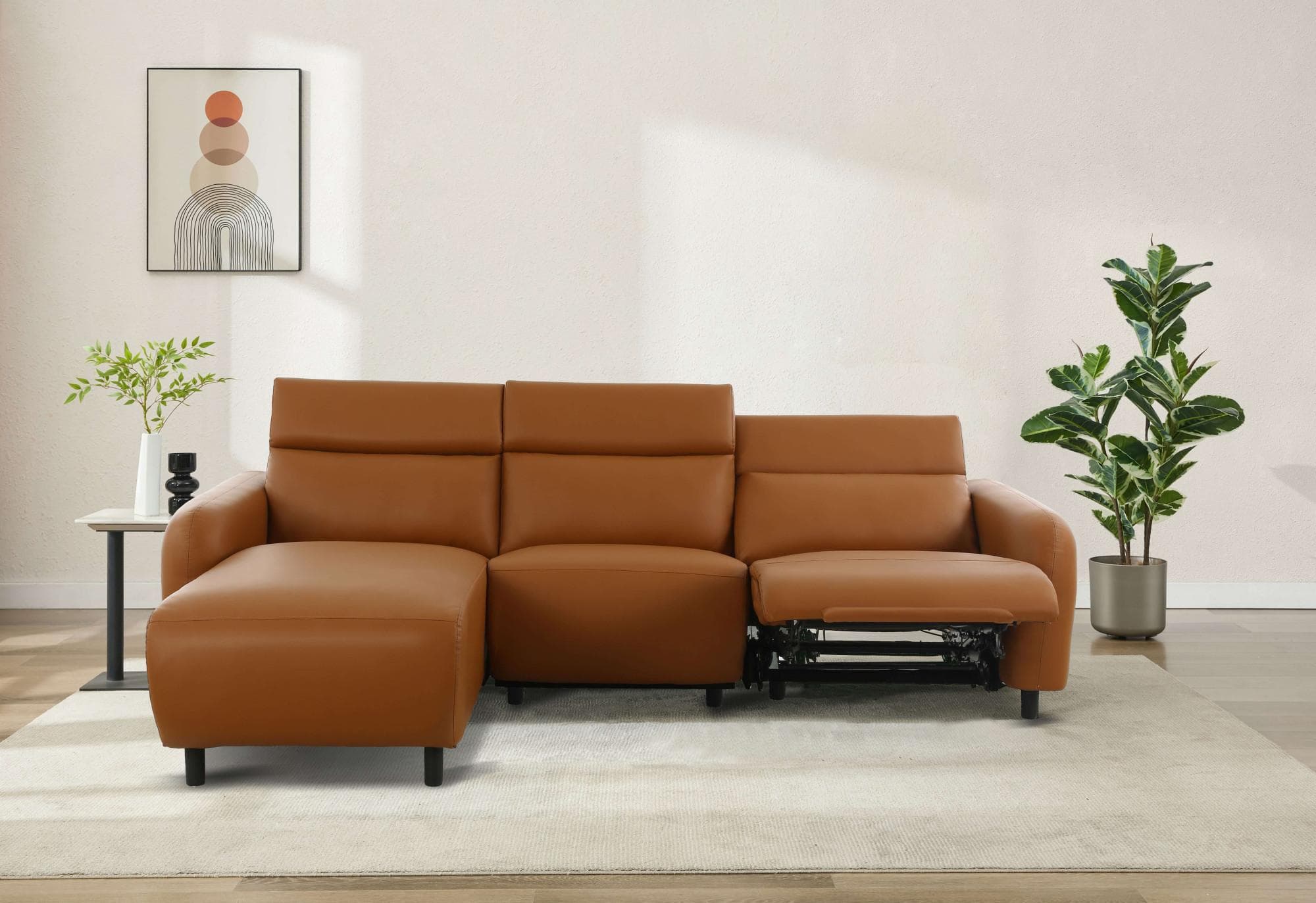 OTTO HOME Ecksofa SKAANE L-Form Cognac Elektrische Relaxfunktion
