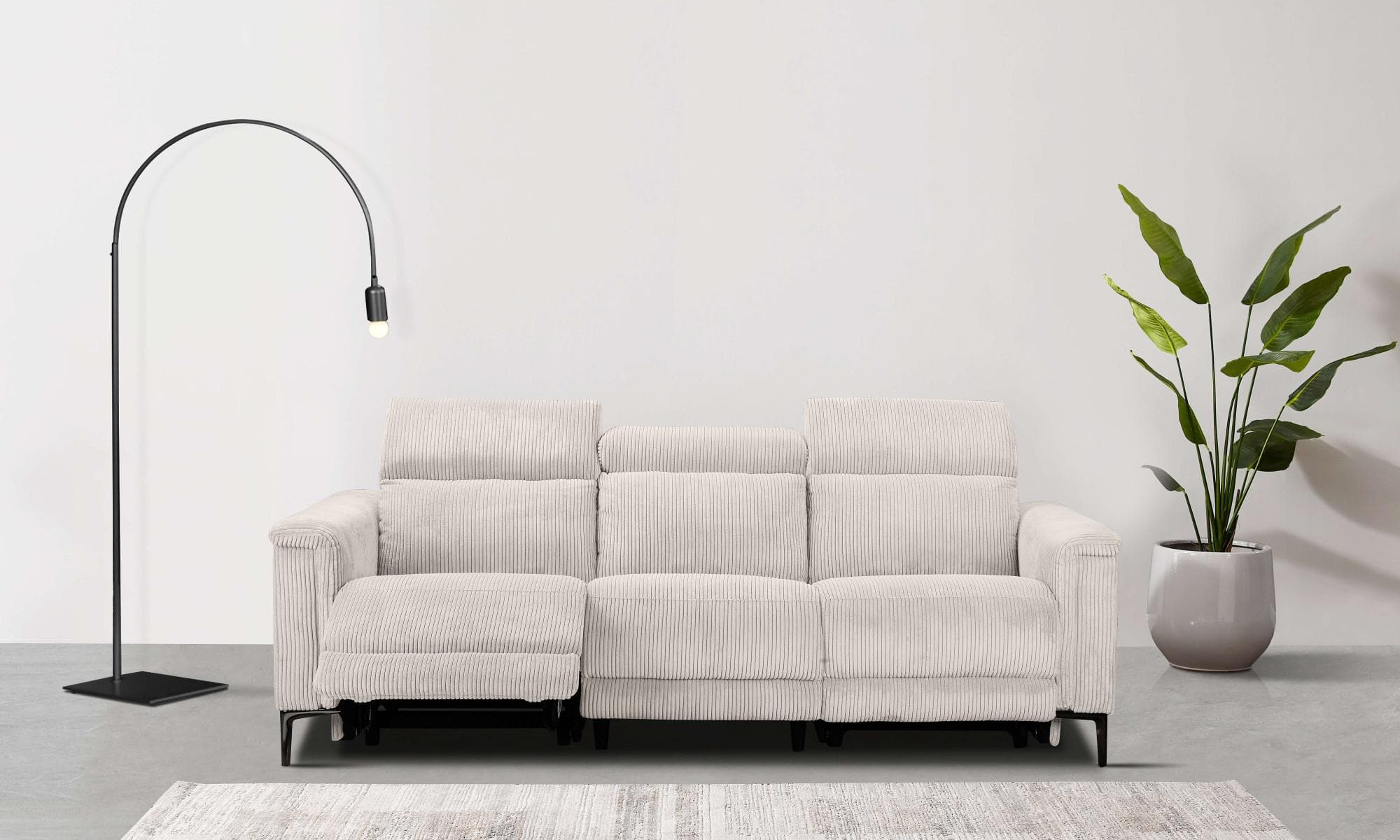 OTTO HOME Sofa LUND Cord 3-Sitzer Beige Relaxfunktion