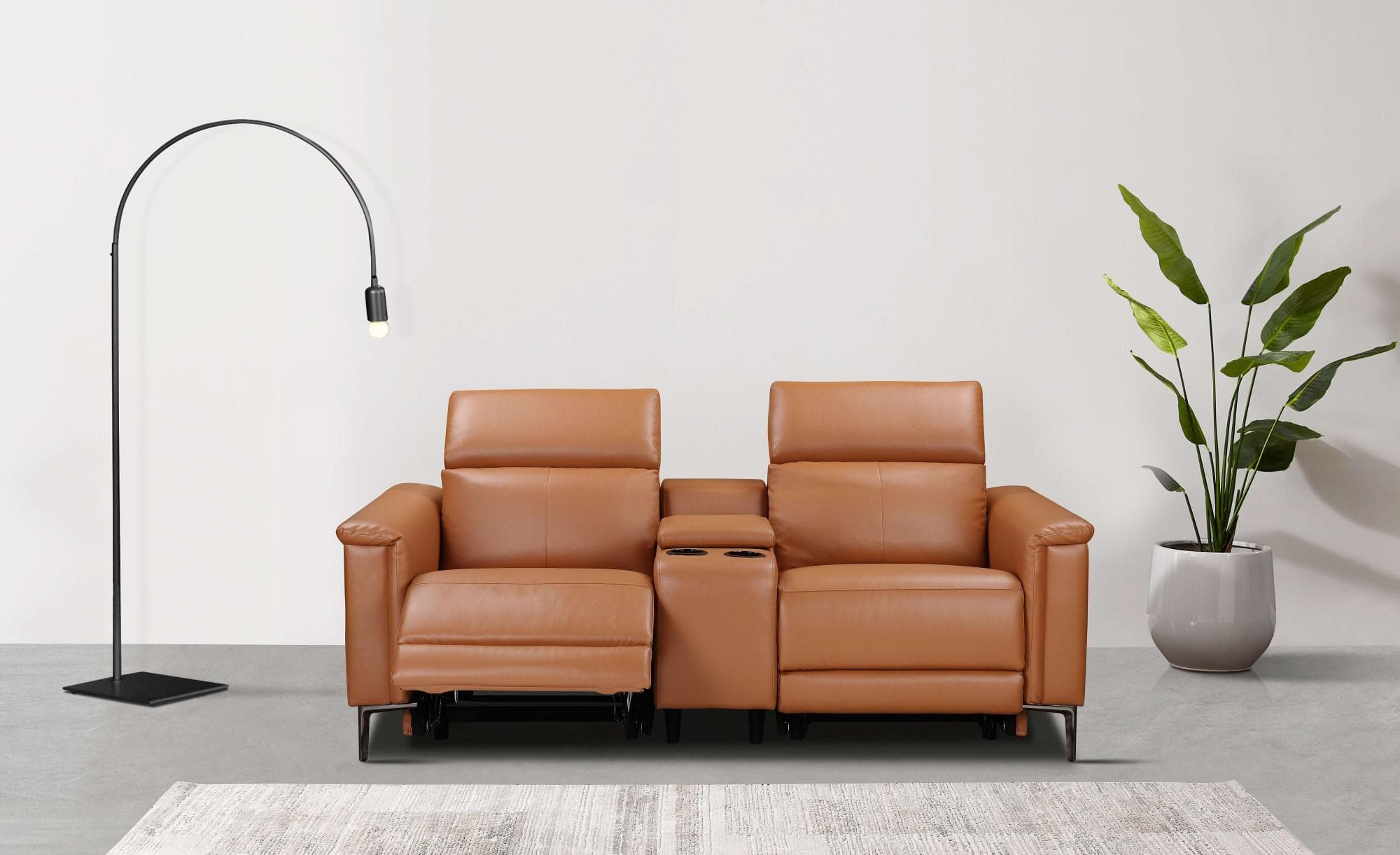 OTTO HOME LUND 2-Sitzer Relaxsofa Cognac mit USB und Getränkehalter