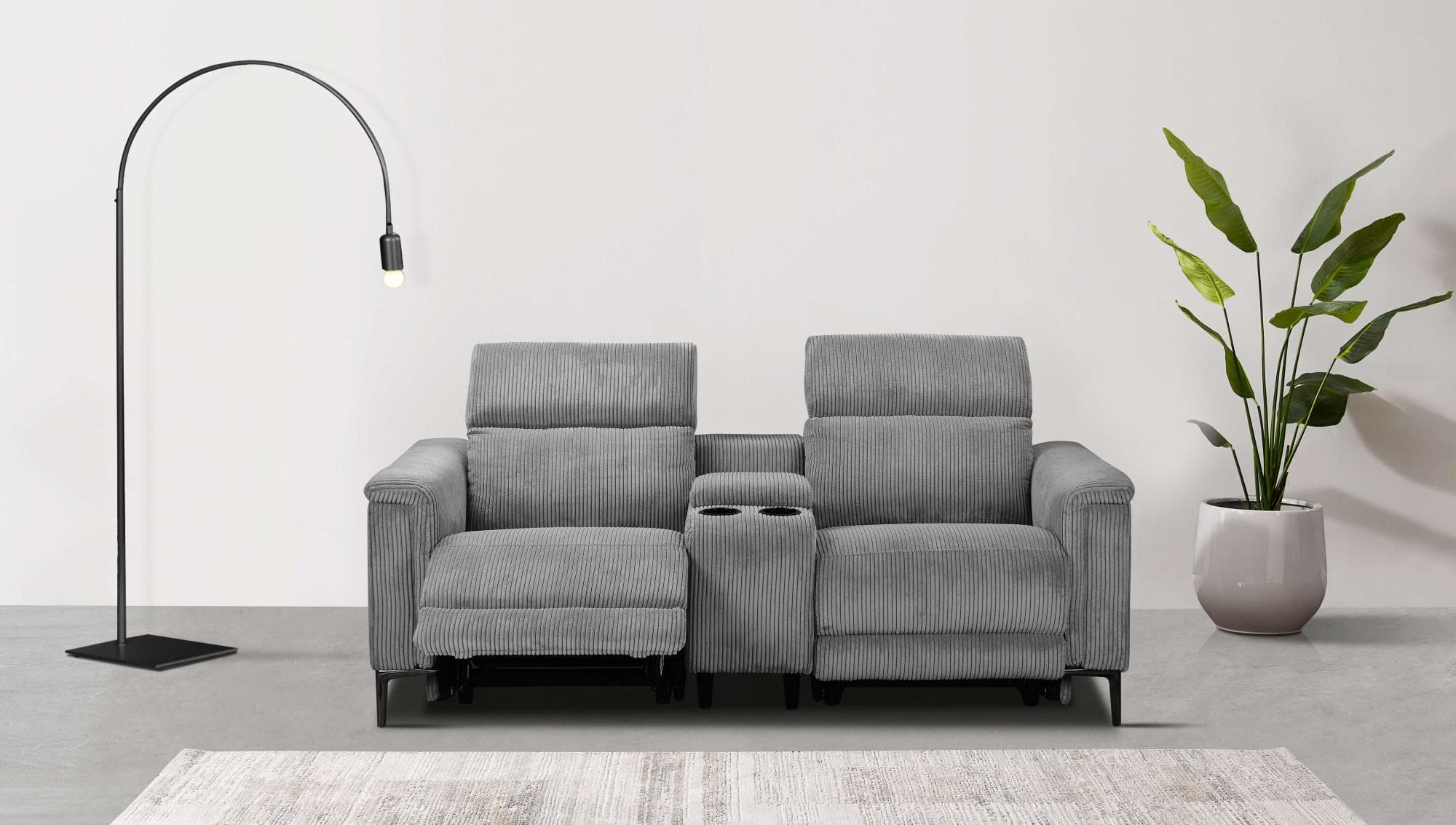 OTTO HOME LUND 2-Sitzer TV-Sessel Grau Relaxfunktion Cord