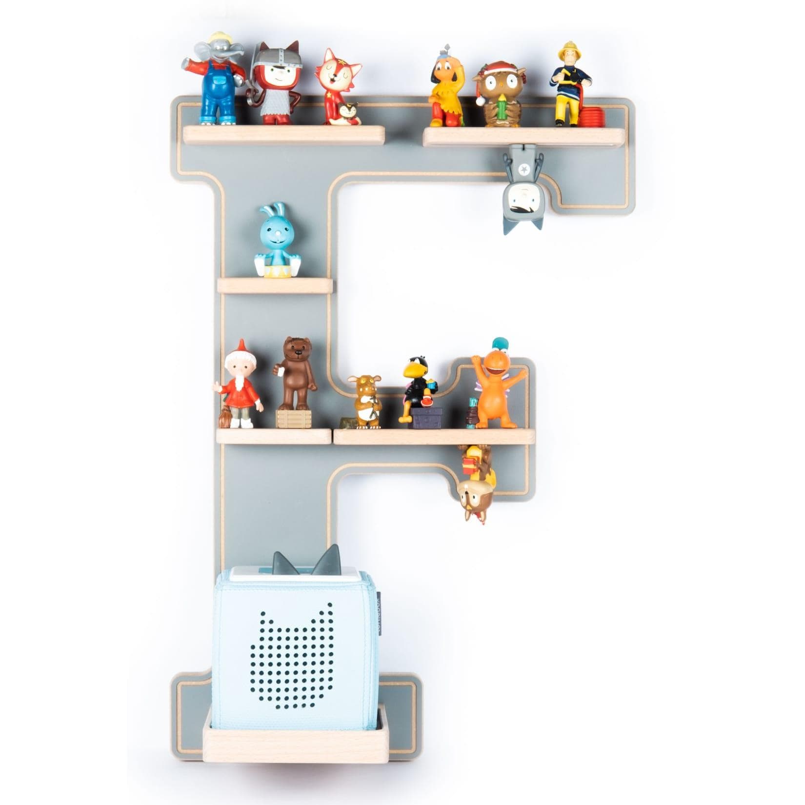 BOARTI Wandregal Buchstabe F Grau für Toniebox