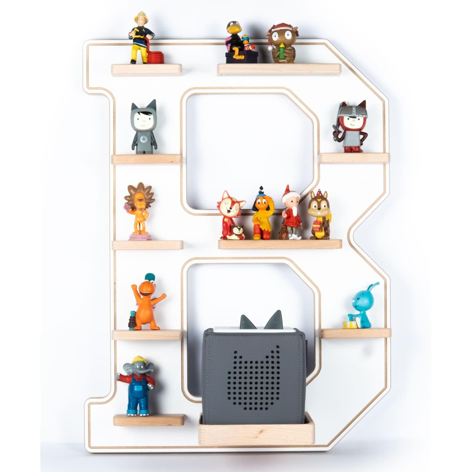 Holzregal Buchstabe B für Toniebox & Figuren