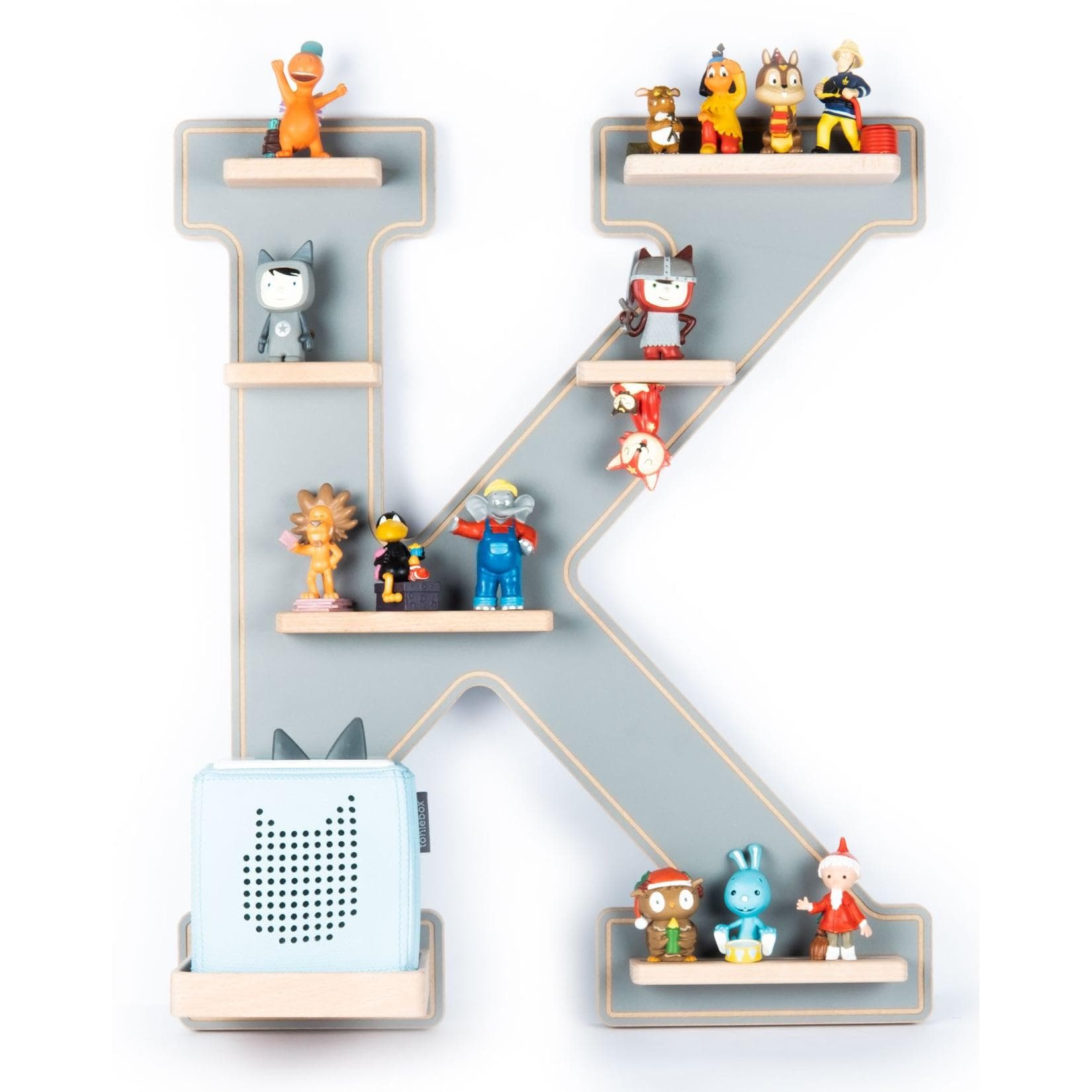 BOARTI Wandregal Buchstabe K Grau für Toniebox