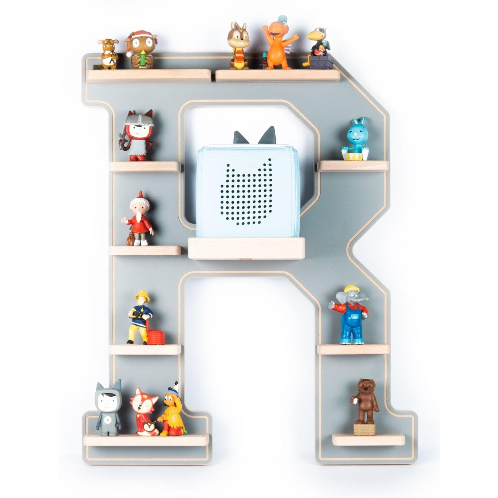 BOARTI Wandregal Buchstabe R Grau für Toniebox