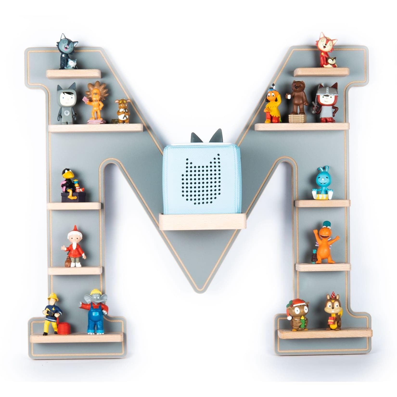 BOARTI Wandregal Buchstabe M Grau für Toniebox