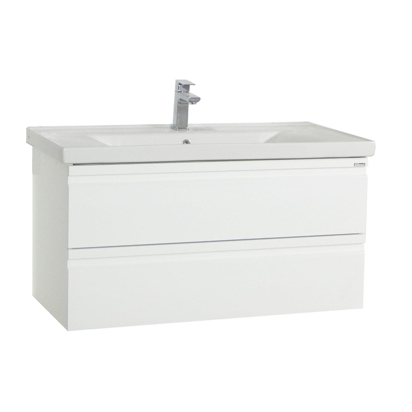 VCM 2-tlg. Waschplatz Waschtisch Unterschrank 100 cm Badmöbel Set mit Waschbecken grifflose Schubladen Komplettset Silora XL