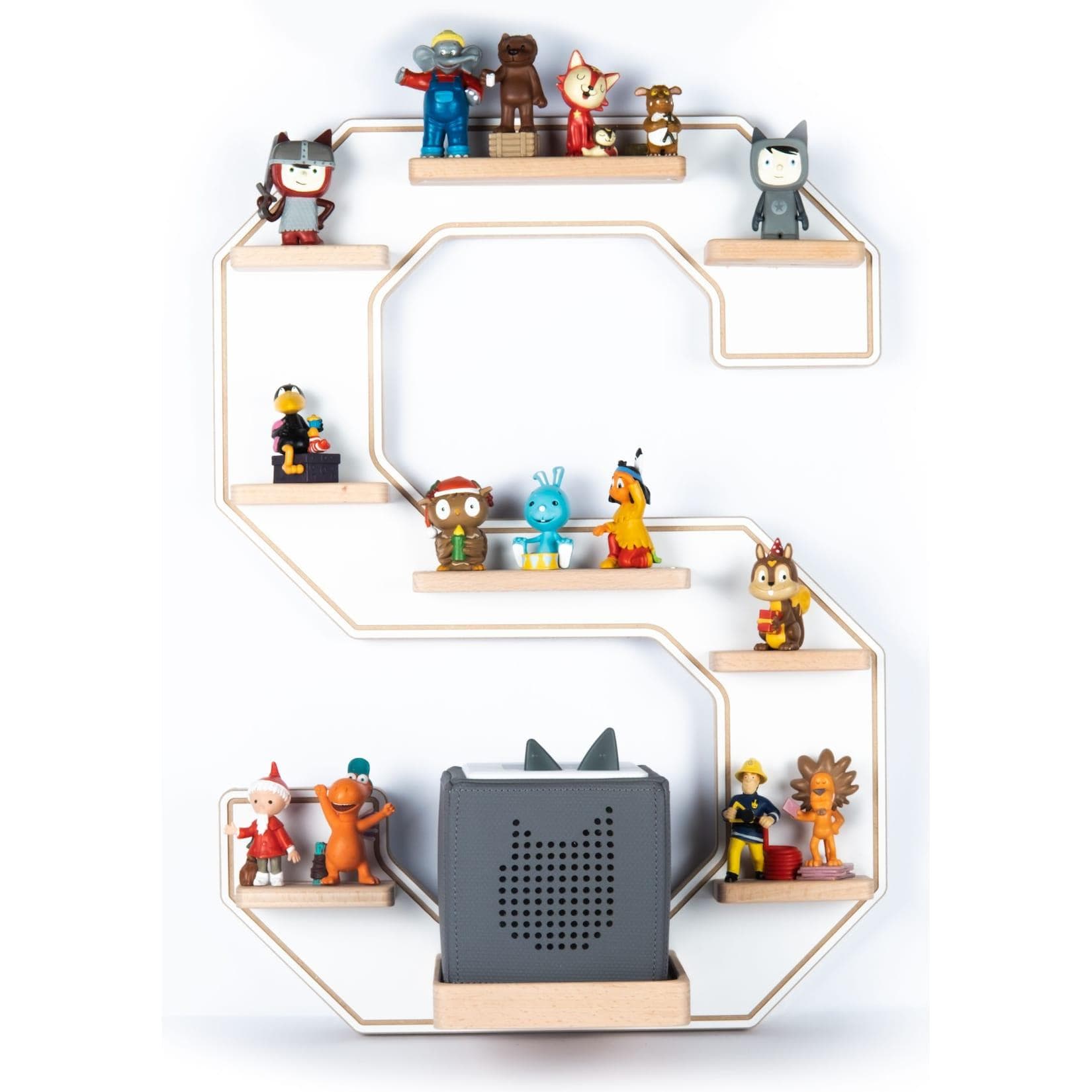 BOARTI Wandregal Buchstabe S Weiß für Toniebox Aufbewahrung