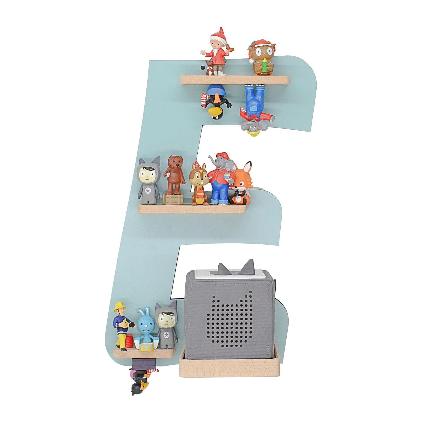 BOARTI Wandregal Buchstabe E Grün für Toniebox und Figuren