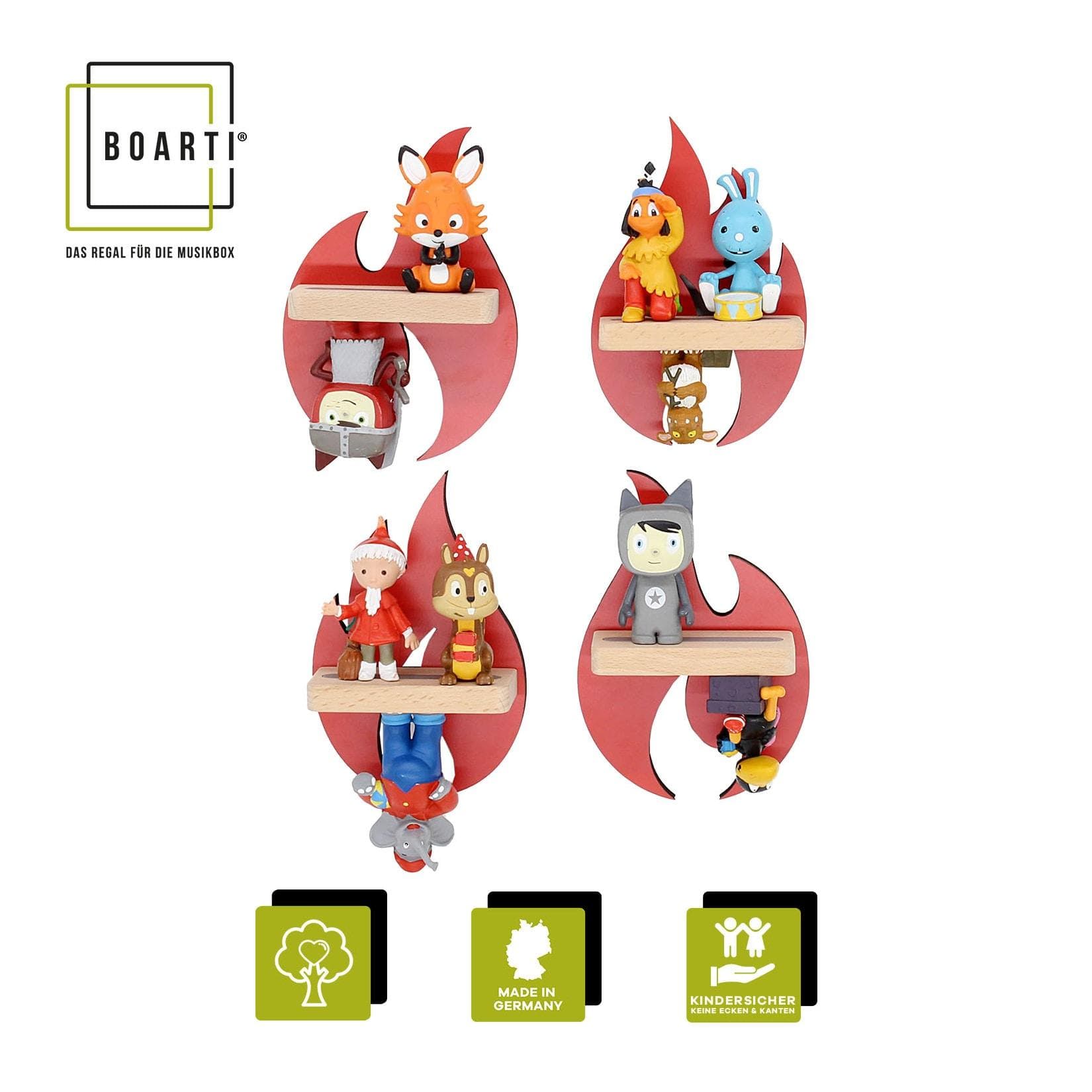 BOARTI Kinderregal Flammen Feuerwehr für Tonie Figuren