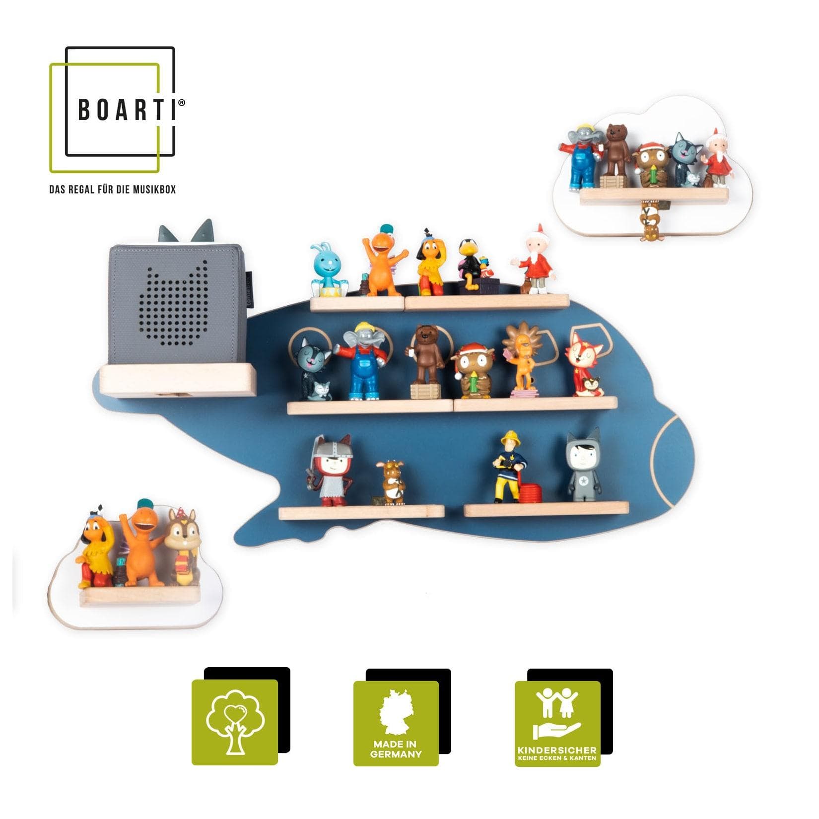 BOARTI Kinderregal Flugzeug Wolken für Toniebox und Tonie Figuren