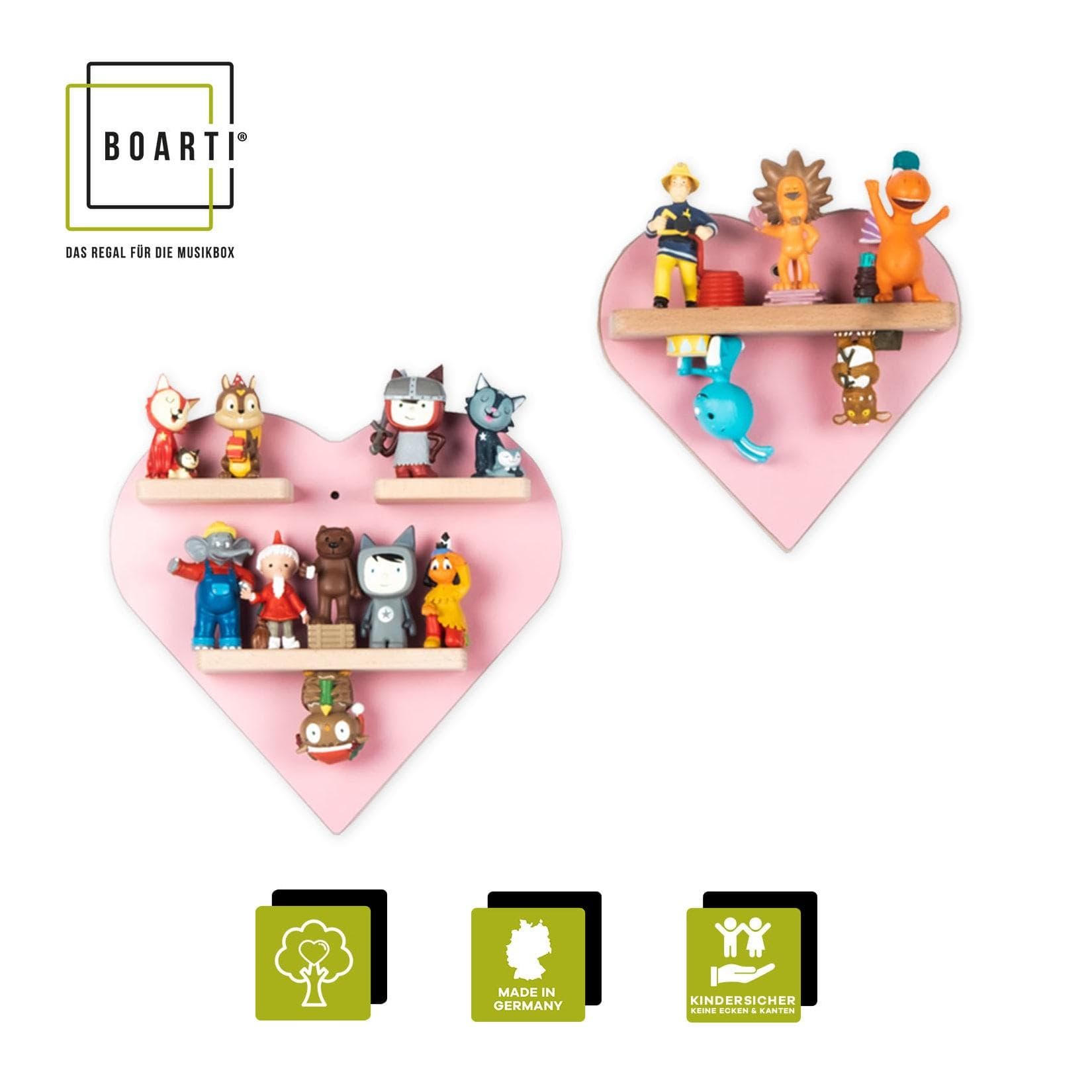 BOARTI Kinderregal Herz hängend für Tonie Figuren