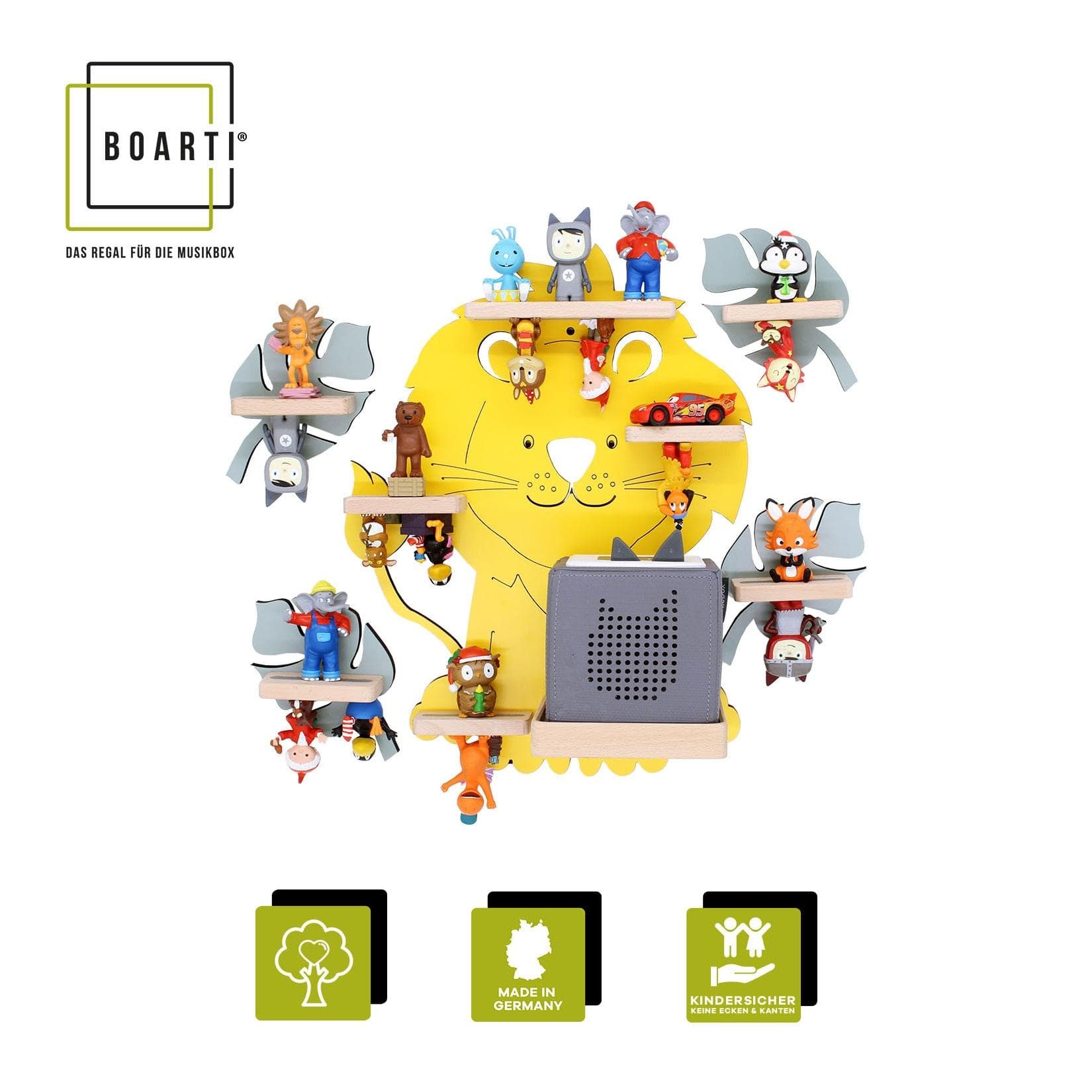 BOARTI Kinderregal Tier Löwe für Toniebox und Tonies