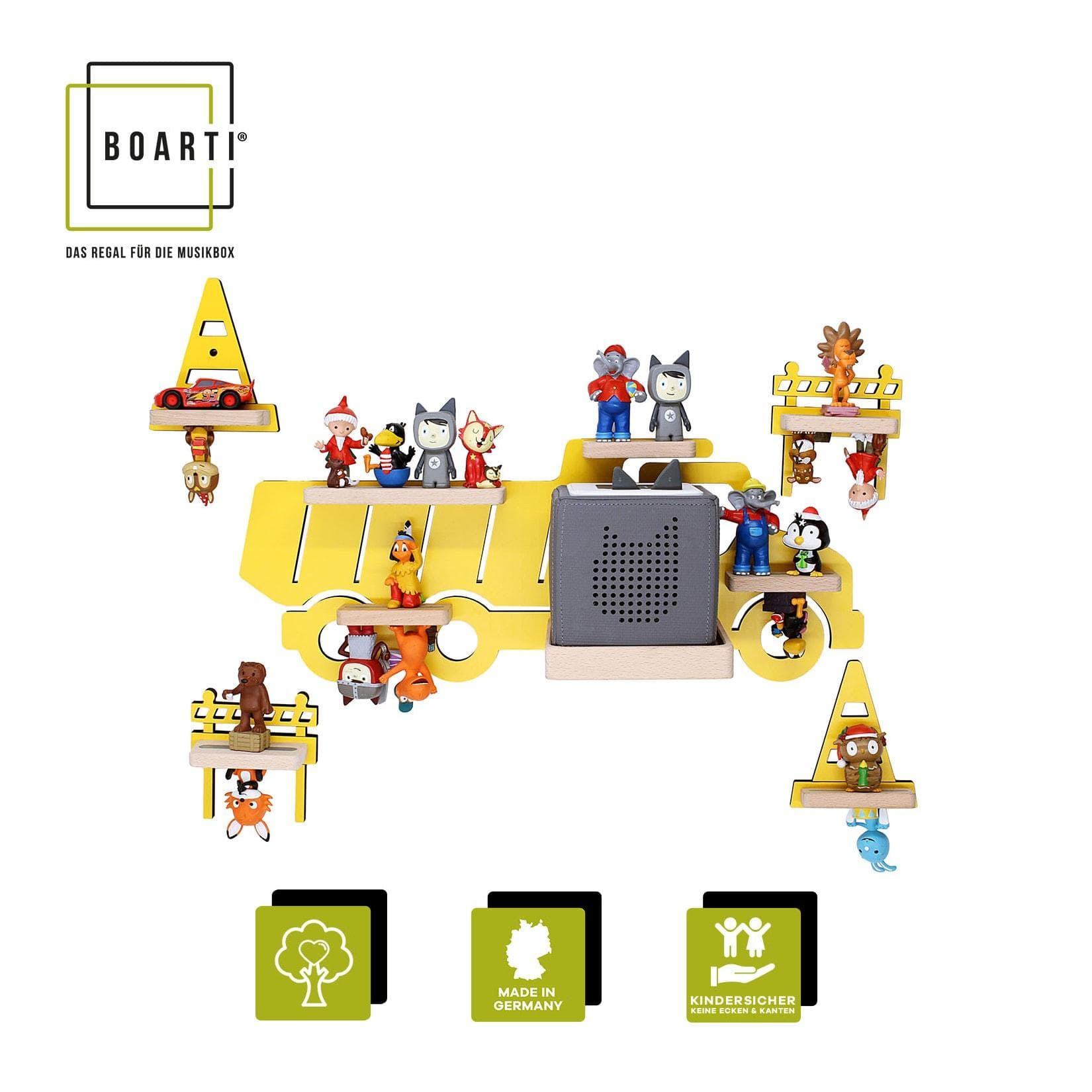 BOARTI Kinderregal LKW Bagger für Toniebox und Tonie Figuren
