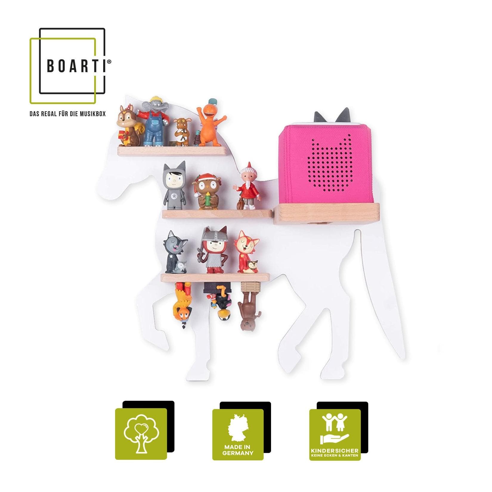 BOARTI Kinderregal Tier Pferd hängend für Toniebox und Tonie Figuren