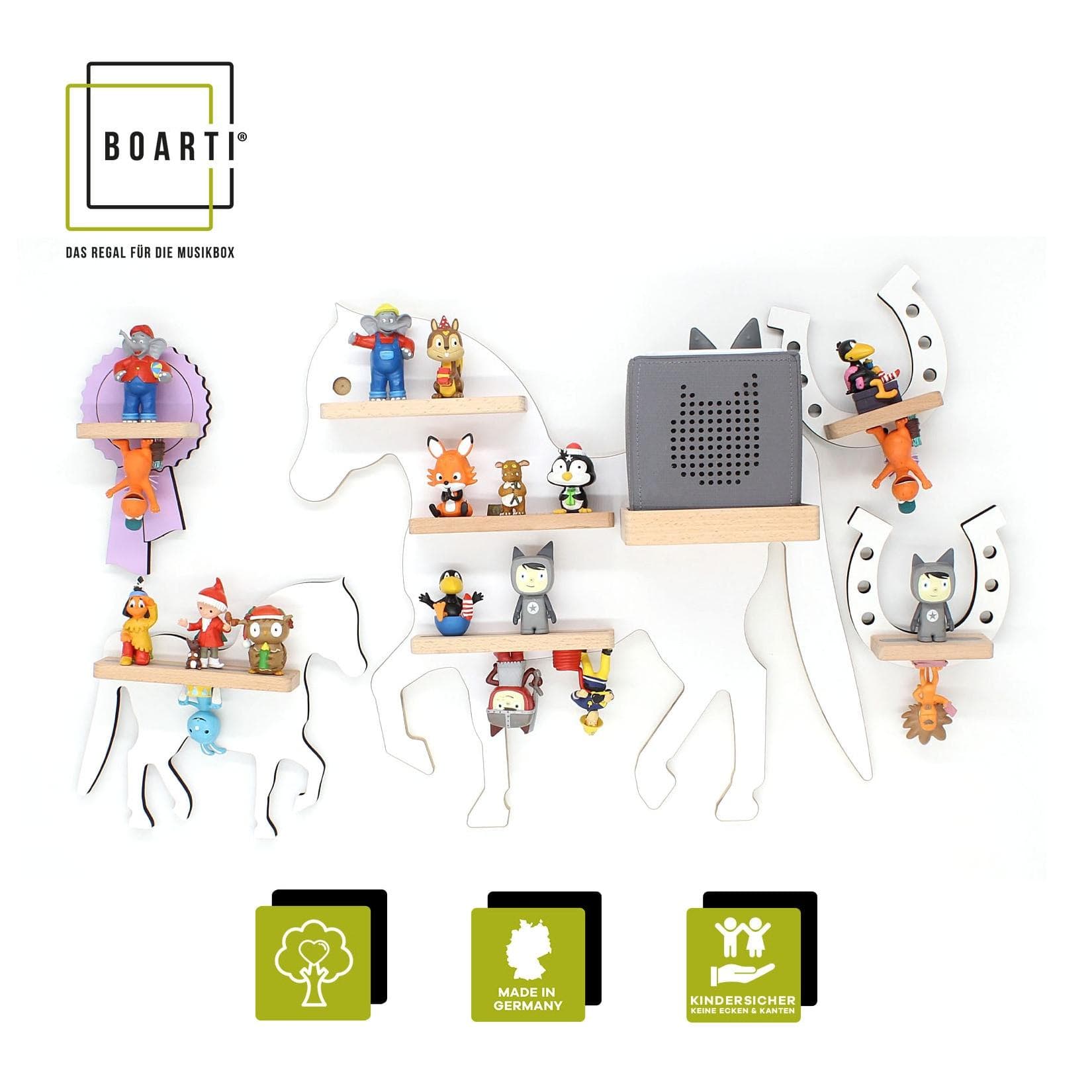 BOARTI Kinderregal Tier Pferd für Toniebox und Figuren