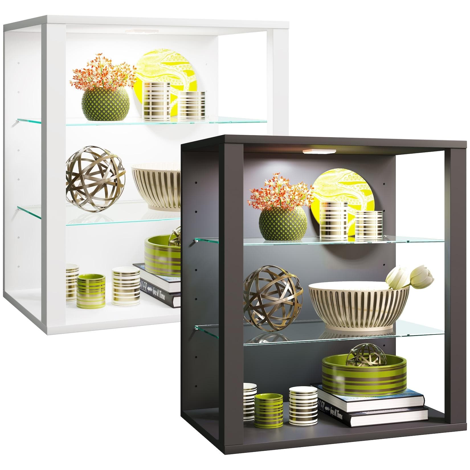 VCM Vitrine Glasol SW Weiß Hängevitrine mit Glasböden