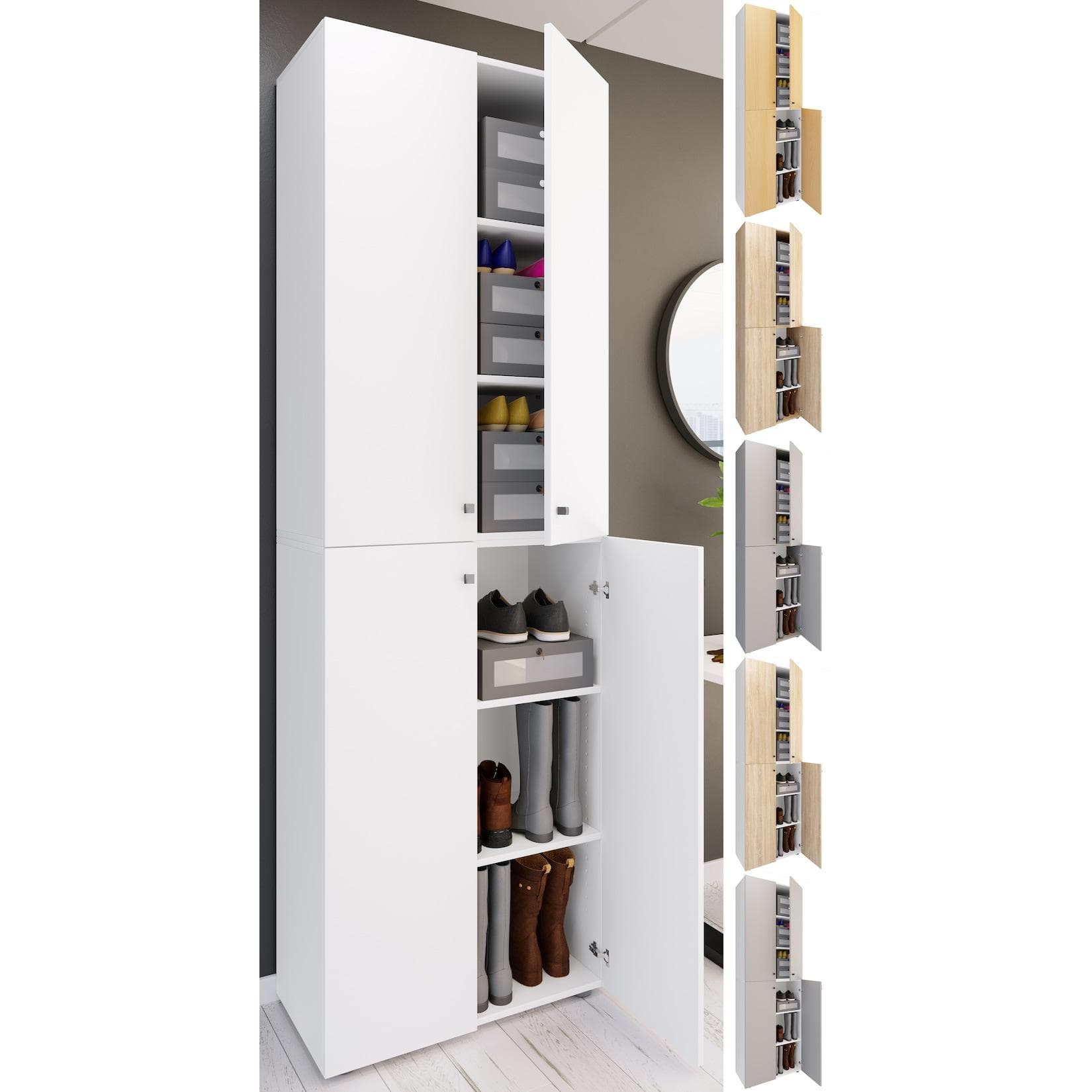 VCM Schuhschrank Lona XL 6-Fach Braun Weiß