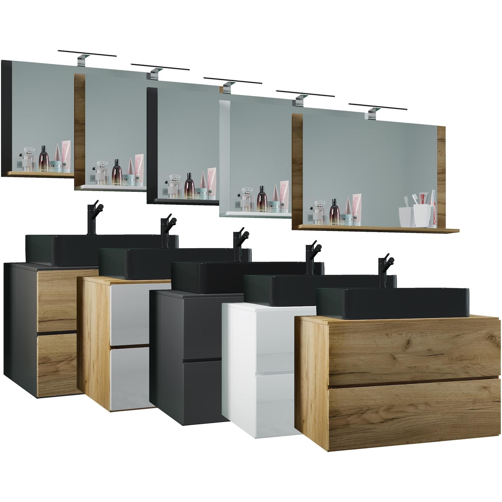 VCM 2-tlg. Waschplatz Waschtisch schwarzes Waschbecken Unterschrank 80 cm