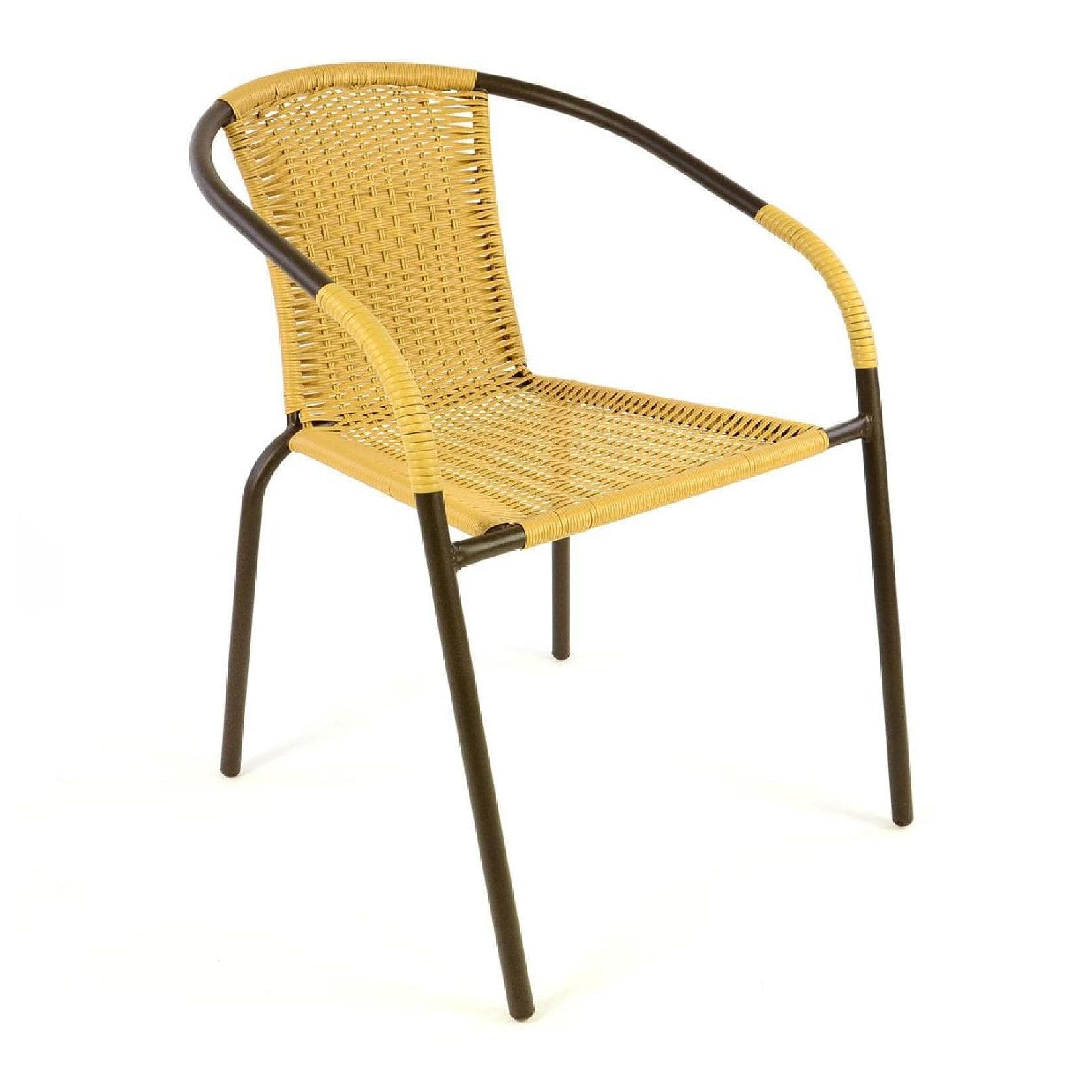 VCM Bistrostuhl Gartenstuhl Gelb Poly Rattan Stapelbar
