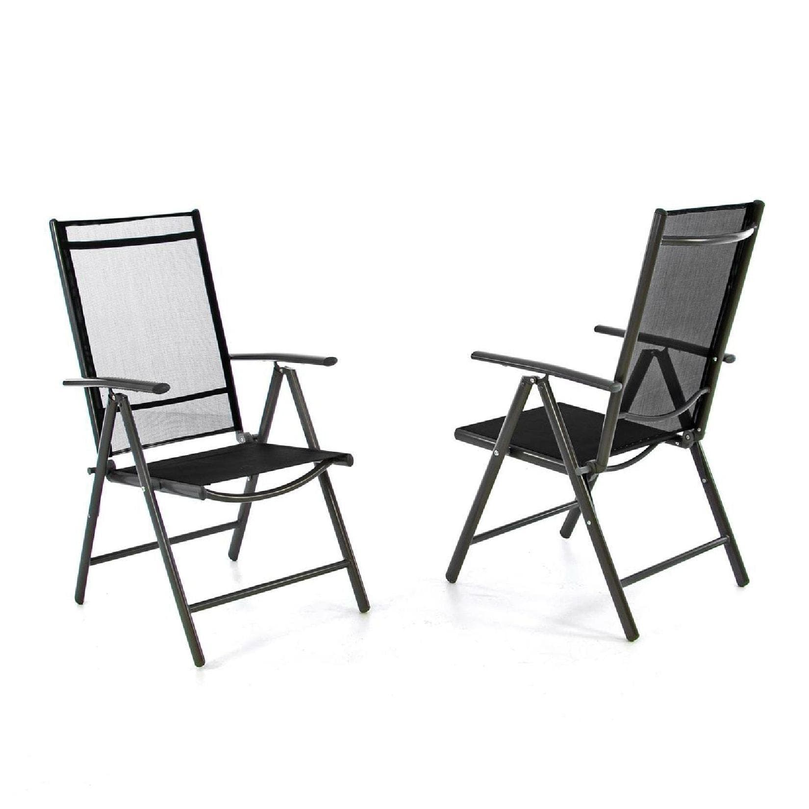 VCM 2er Set Klappstuhl Gartenstuhl Schwarz Verstellbare Lehne