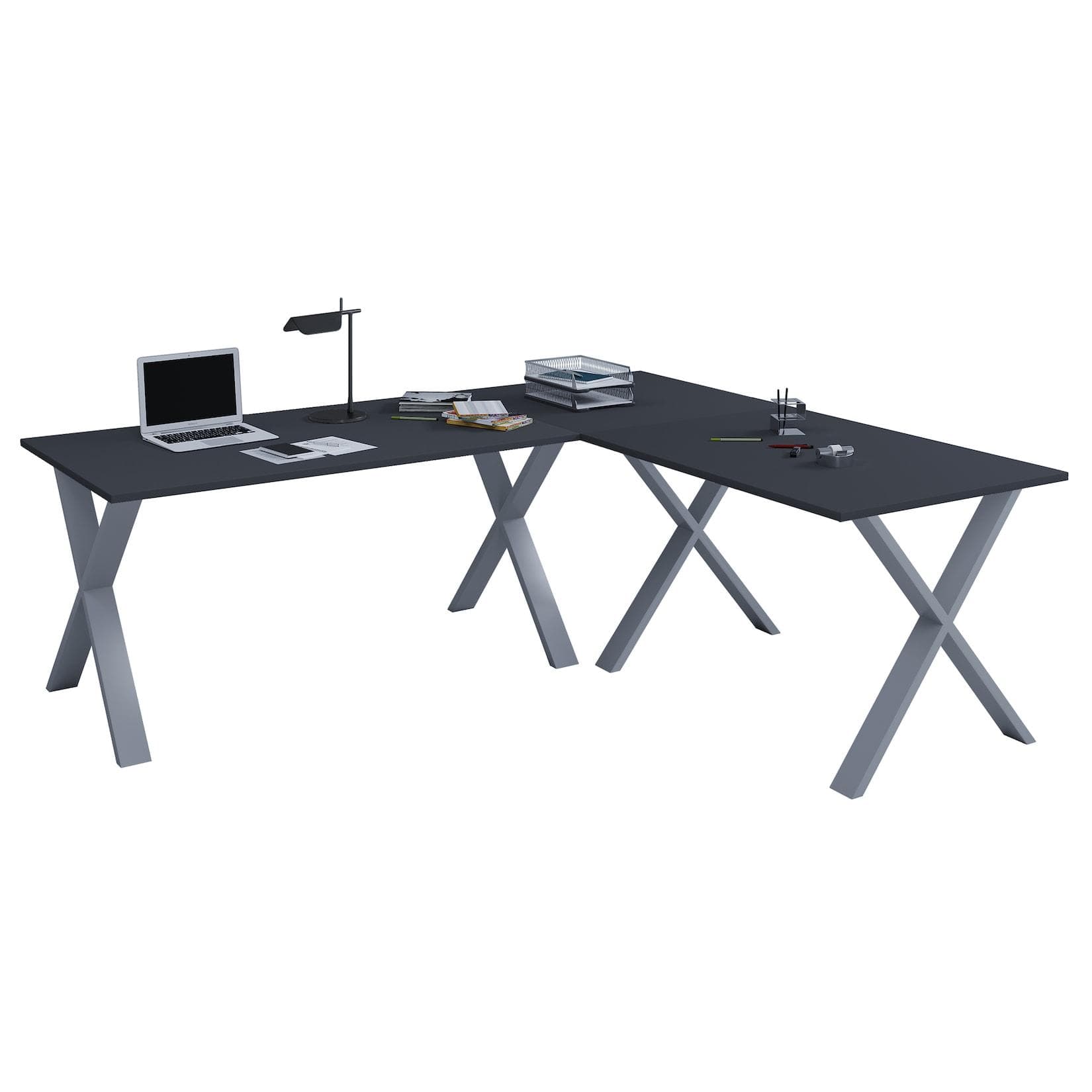 VCM Eckschreibtisch Lona Holzstruktur Nachbildung 160x160 L-Form