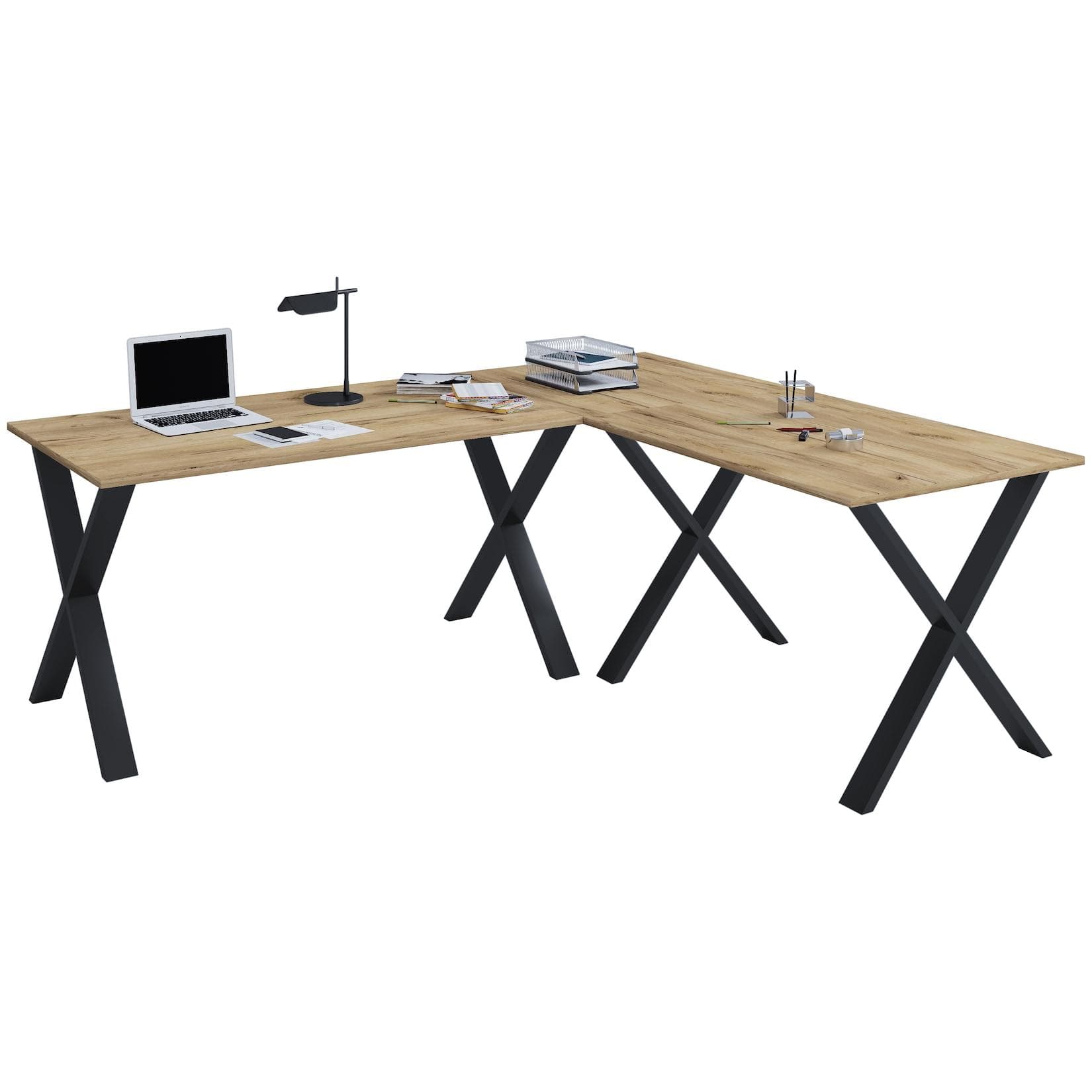 VCM Eckschreibtisch Lona Holzstruktur-Nachbildung 130x130 cm L-Form
