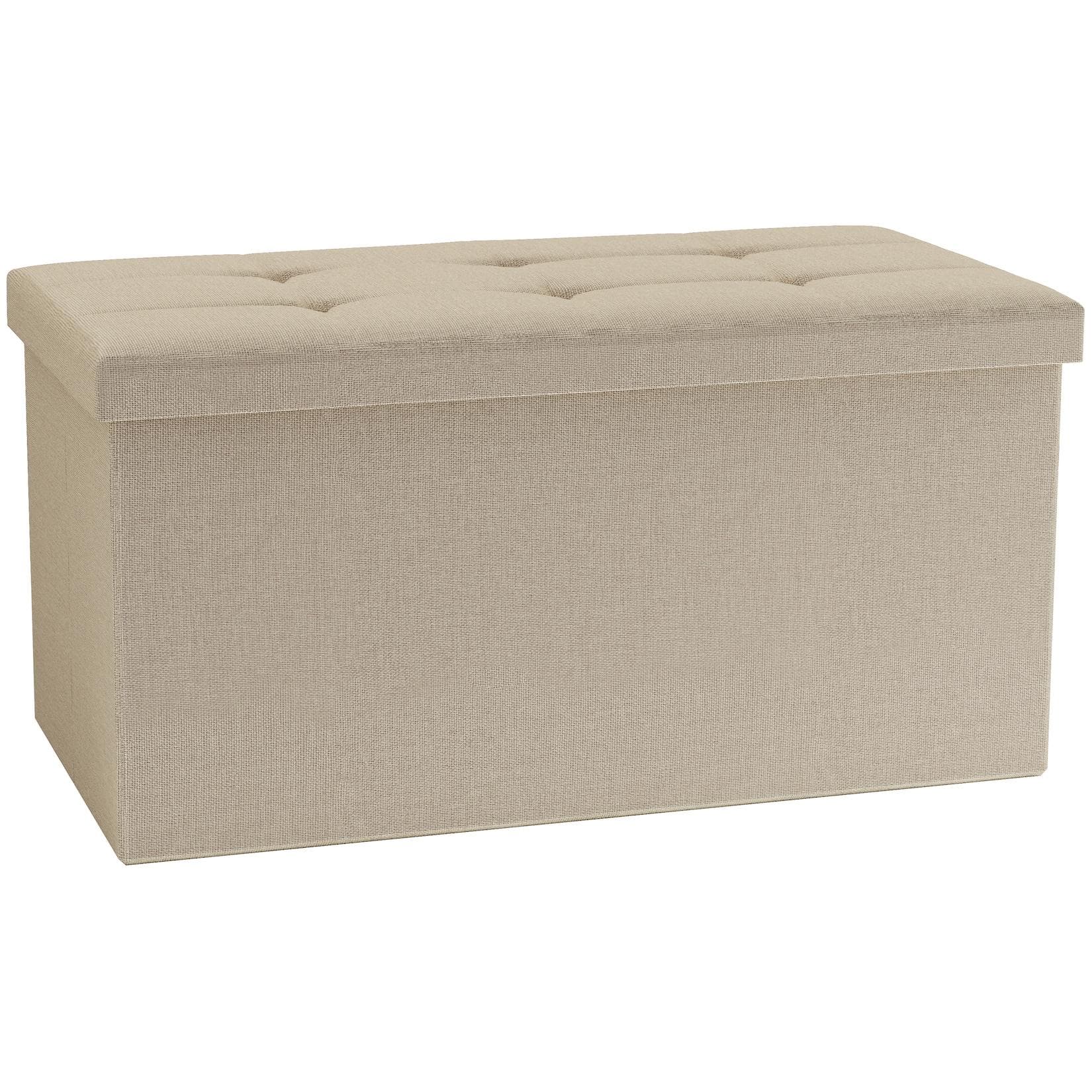 VCM Sitztruhe Boxas Beige Stoff Sitzbank mit Stauraum