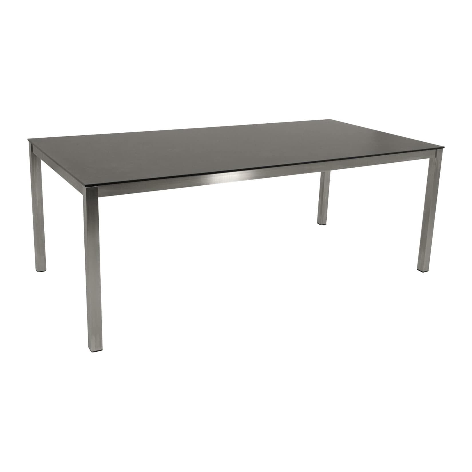 DEGAMO Tisch SYDNEY 200x100cm Edelstahl gebürstet Glas Anthrazit