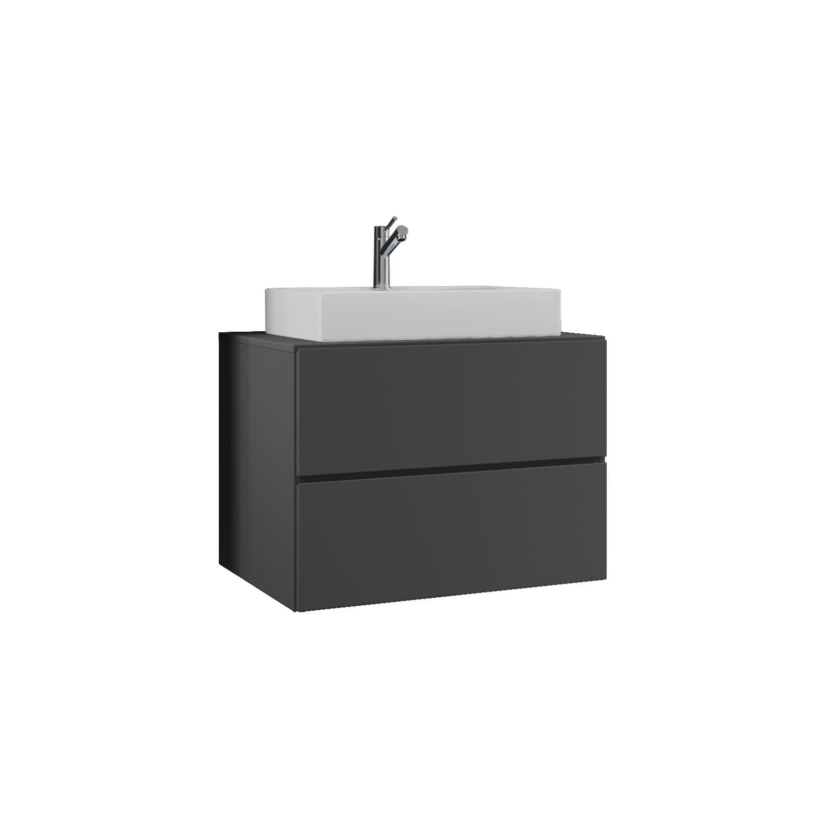 VCM Waschtisch-Set Lendas S mit Keramikbecken und 2 Schubladen Anthrazit