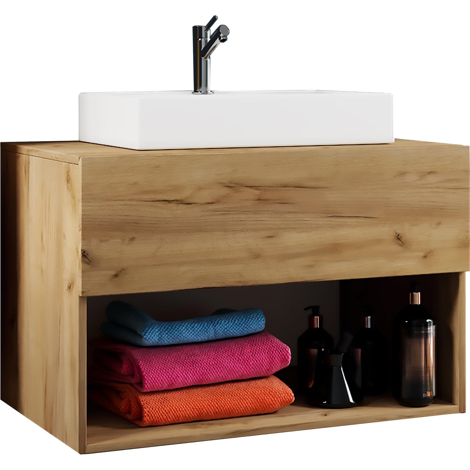 VCM Waschtisch 80 cm Badmöbel Waschbecken Keramik Lendas II