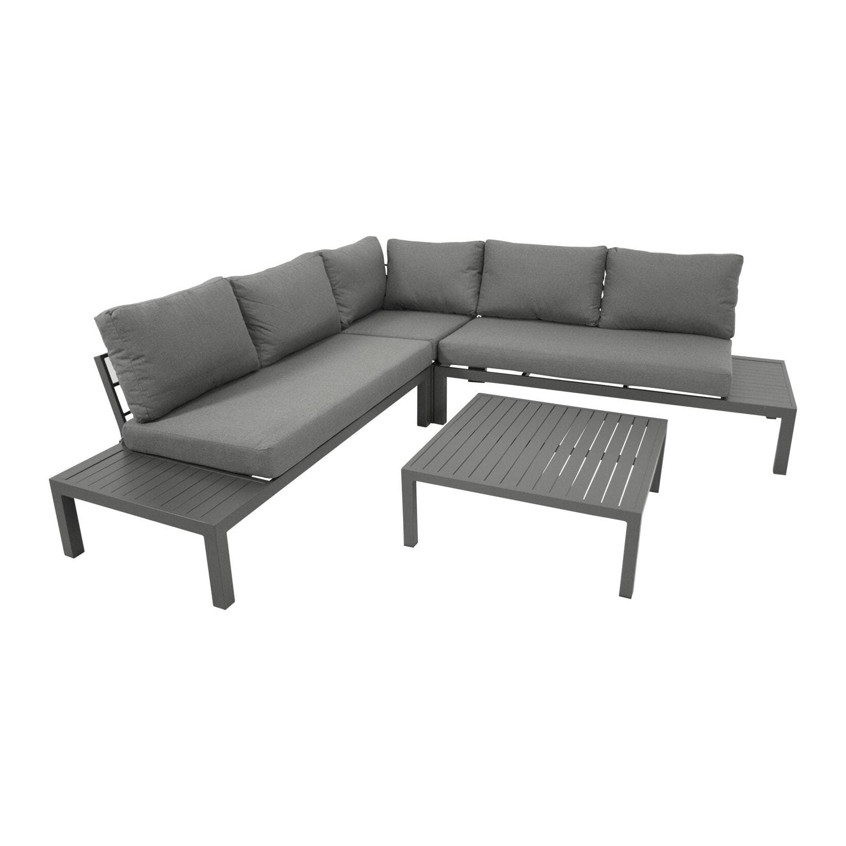 DEGAMO Ecklounge Rovigno Aluminium Anthrazit Polster Grau