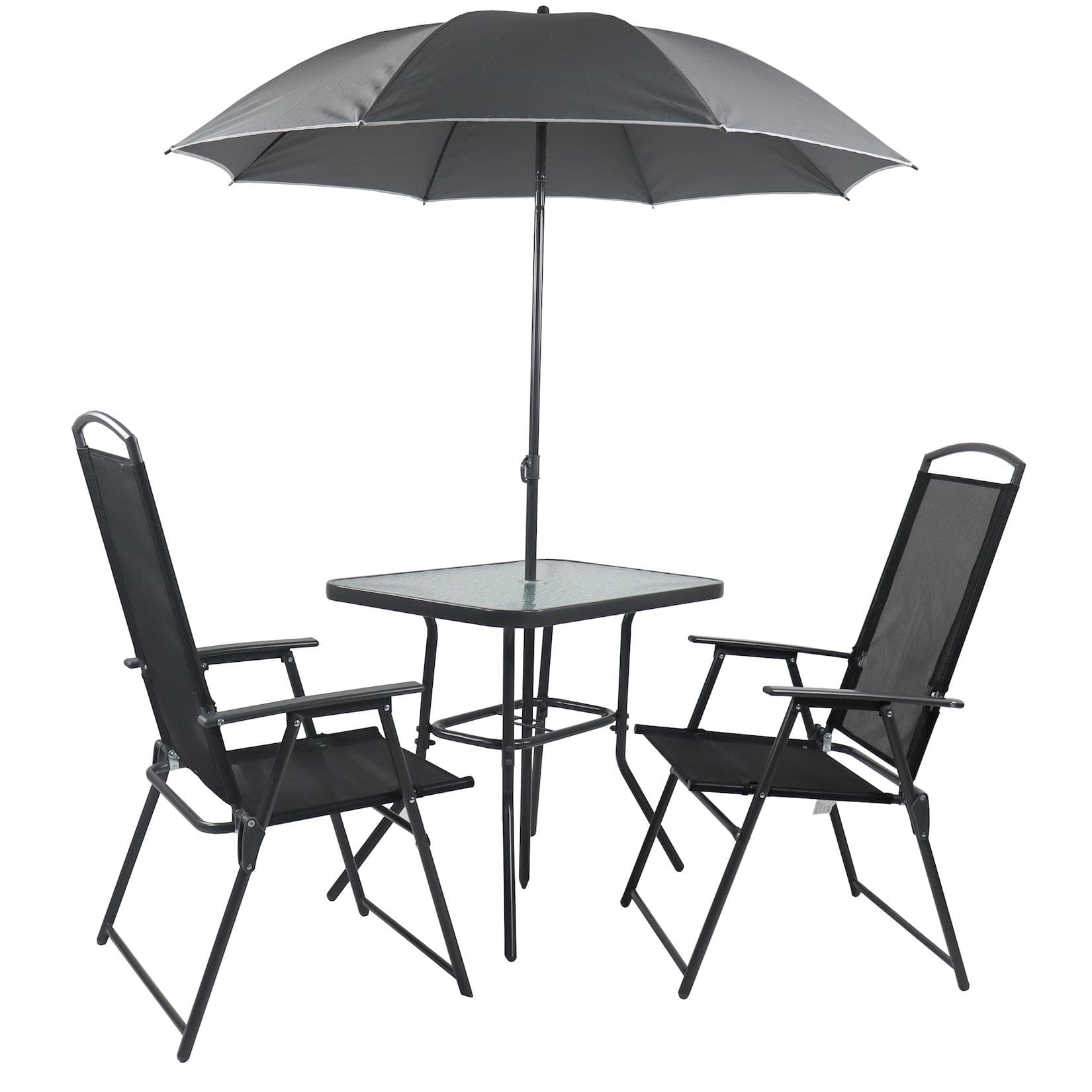 VCM Garten-Essgruppe 3-tlg. Anthrazit Metall Tisch Stühle