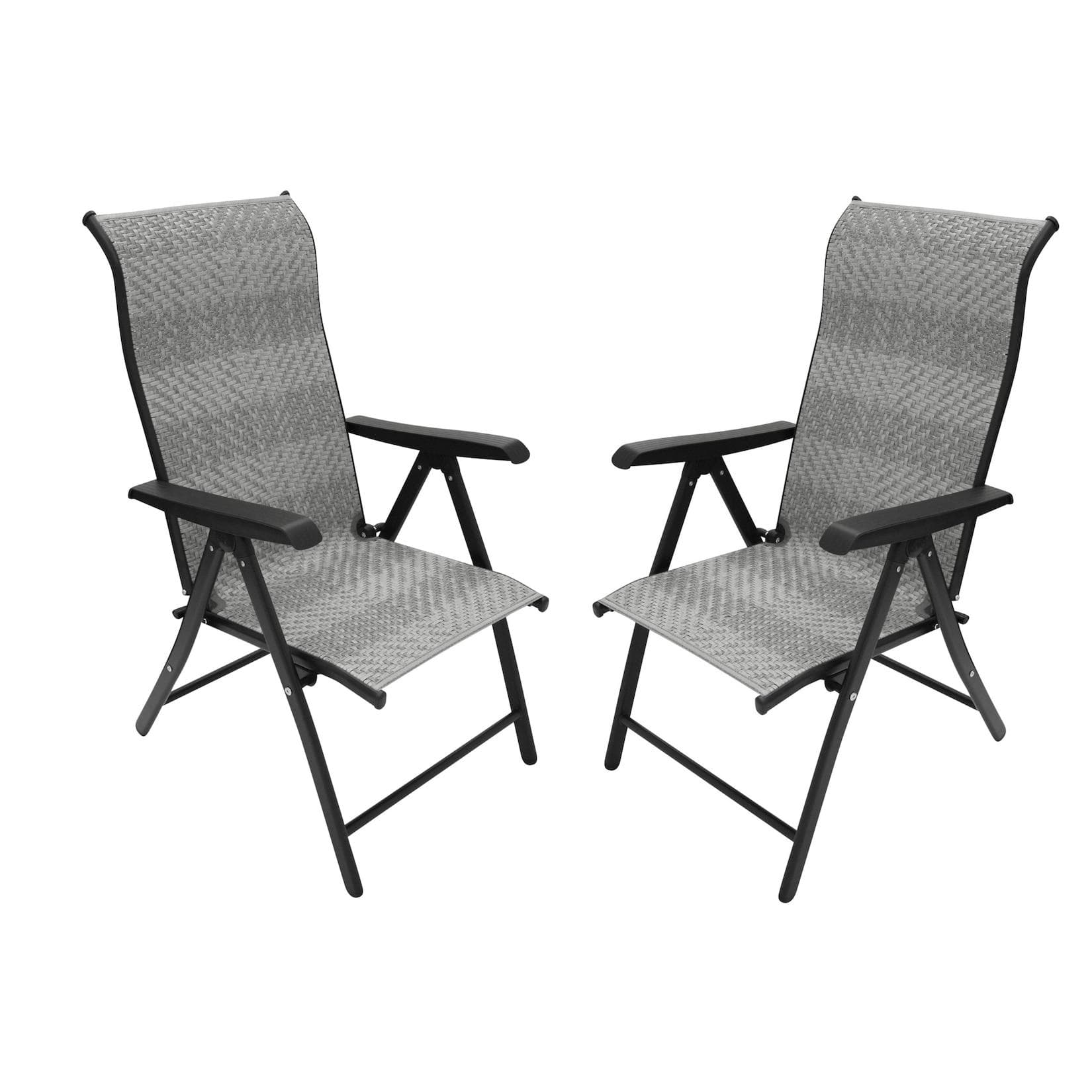DEGAMO Klappsessel ANTIBES Hochlehner Metall Polyrattan Grau Klappbar 2 Stück