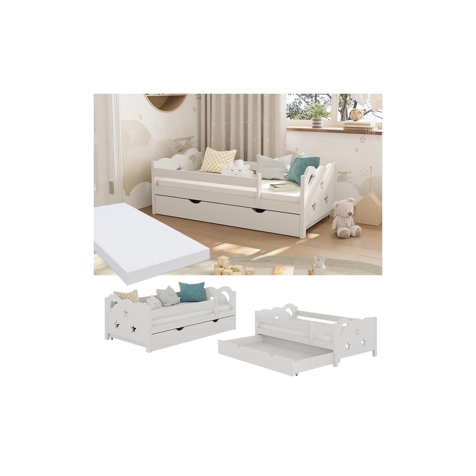 VitaliSpa Kinderbett Jessica Weiß Modernes Einzelbett
